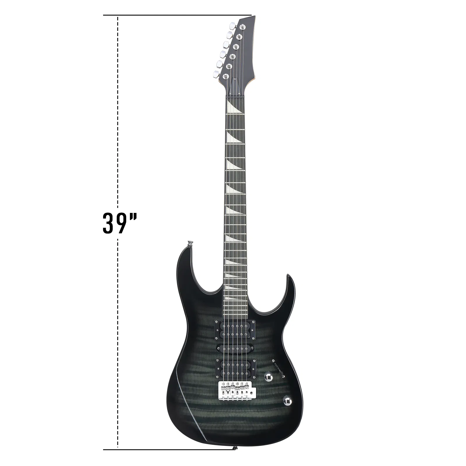 170 Model 39in Electric Guitar HSH Pickups Black complete starter kit suit for Hard Tiger-striped Black photo 2