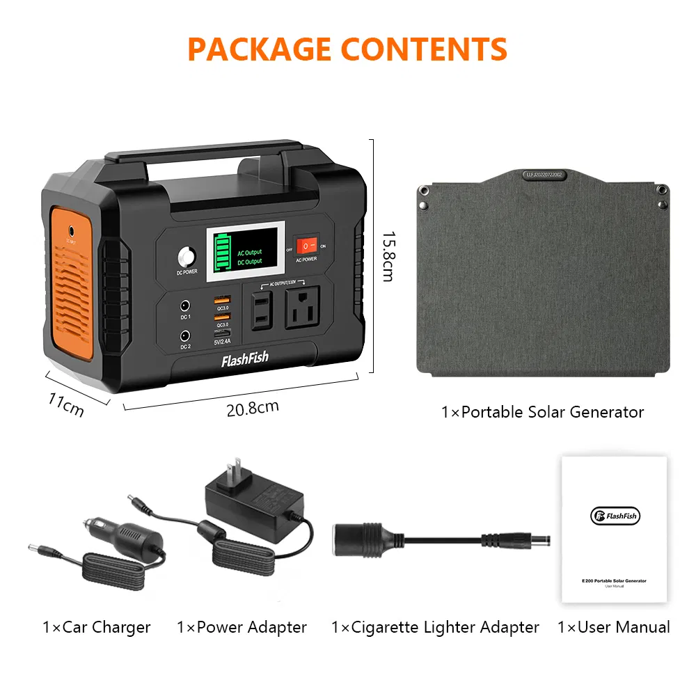 200W Portable Power Station;  FlashFish 40800mAh Solar Generator with 60W 18V ETFE Portable Solar Panel;  Flashfish Foldable Solar Charger photo 5