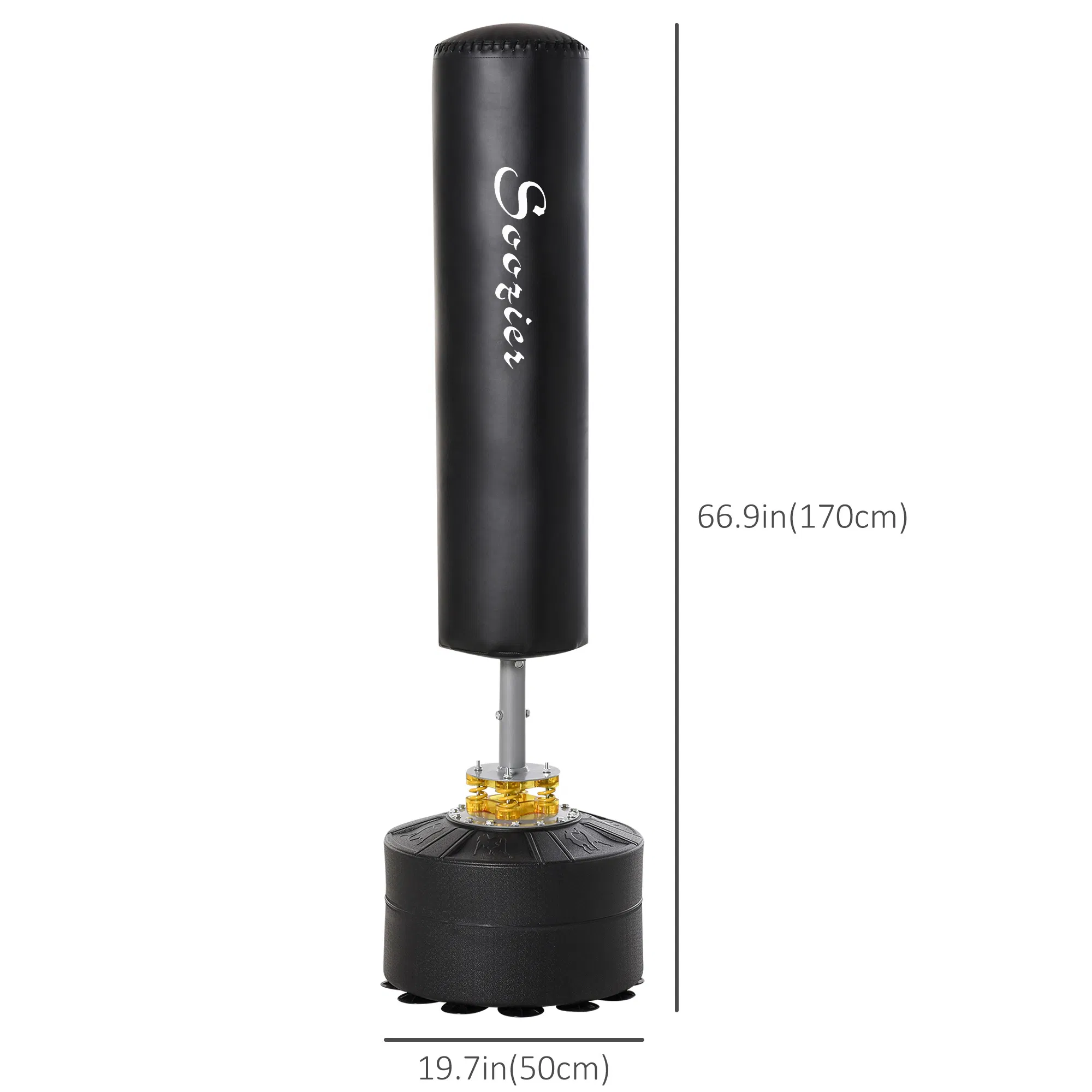 Freestanding Boxing Punch Bag Stand, Height Adjustable, with Fillable Base, Absorption Springs, Suction Cups photo 4