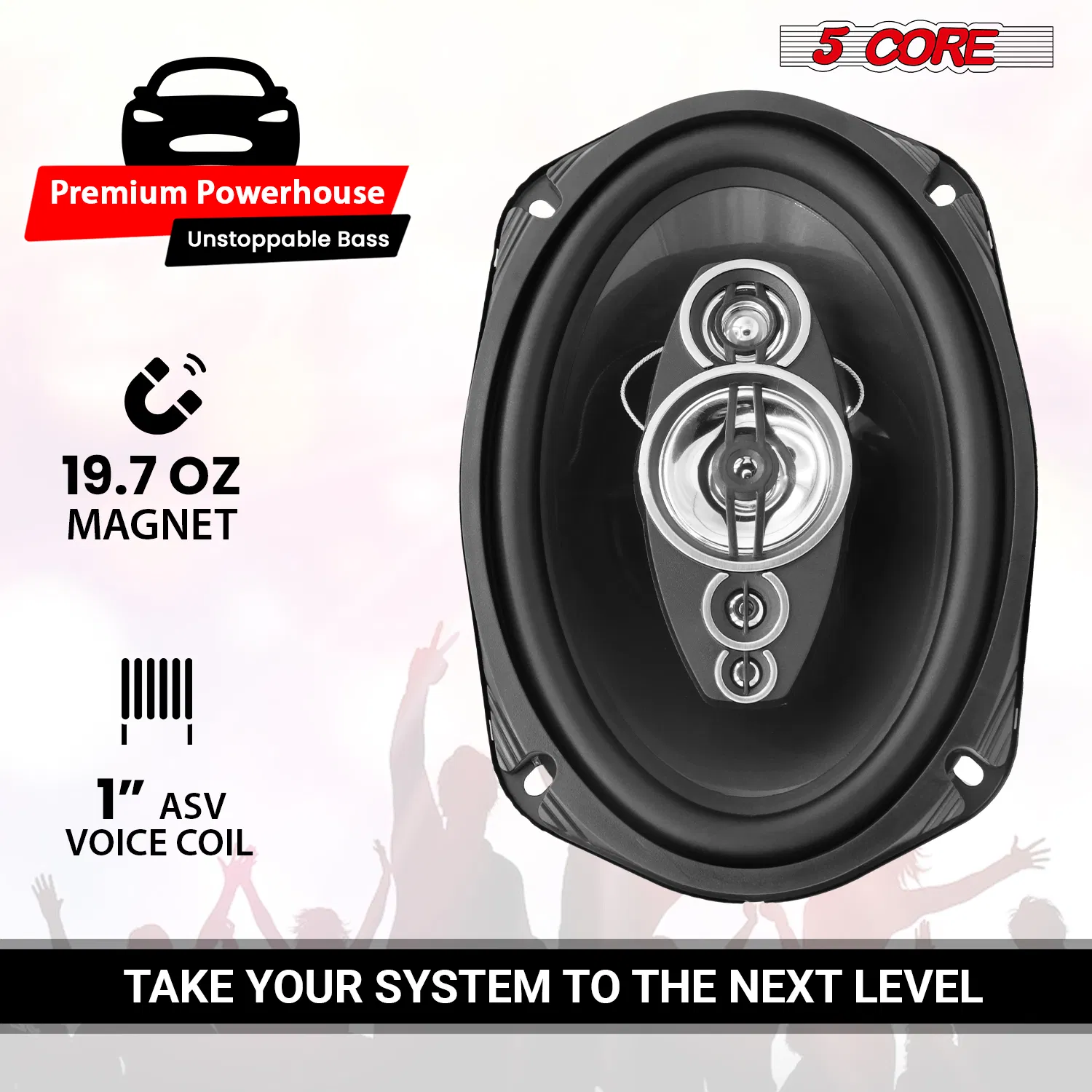 5 Core 6x9 Car Speaker Audio 2-Way/4-Way Coaxial Speaker w Tweeter 2PCS photo 2