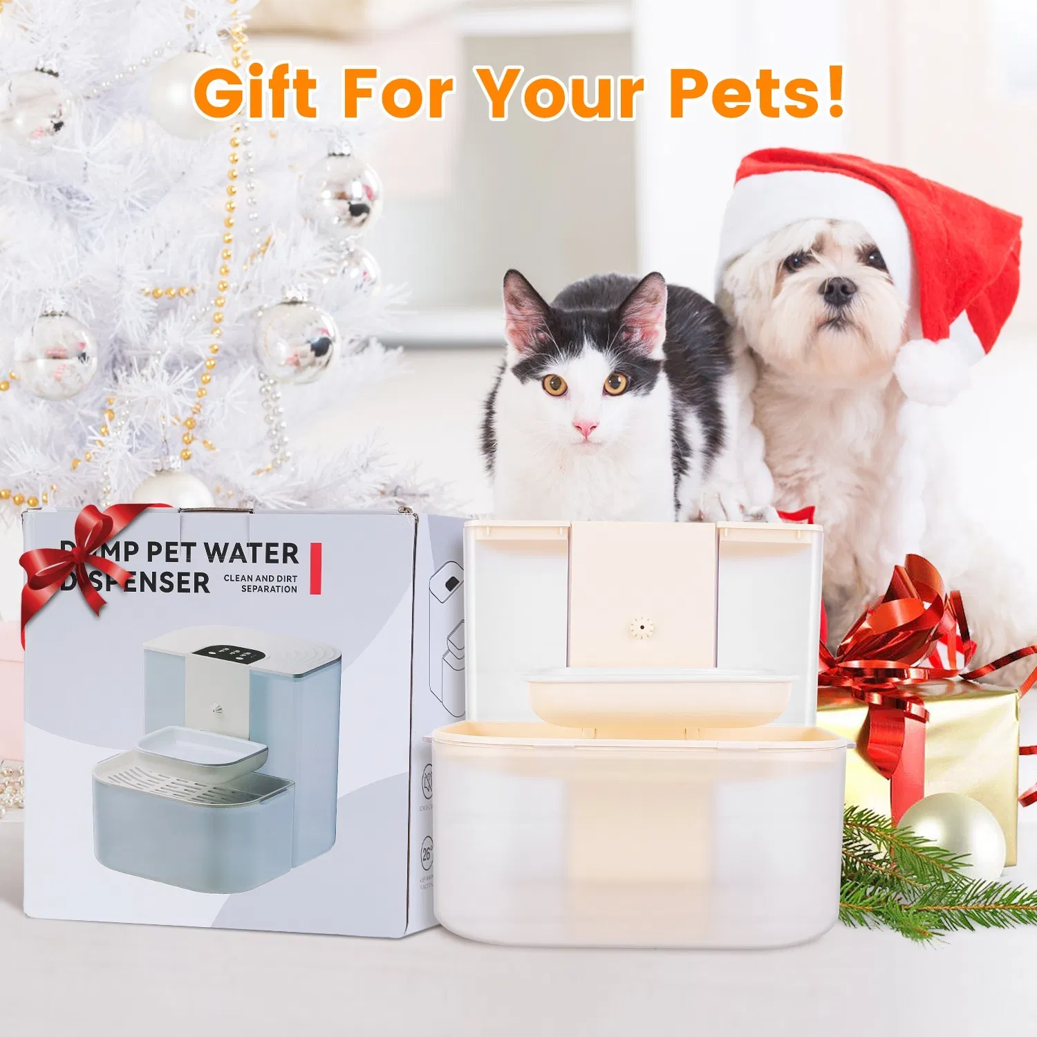 Cordless Dog Cat Water Fountain 4.5L, Dual Tank Filtration Automatic Pet Water Dispenser with Easy Cleaning photo 5