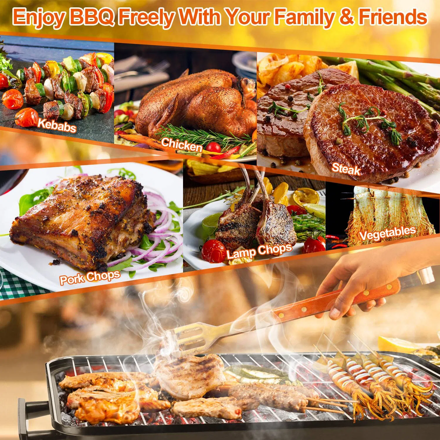 Portable Charcoal Grill Outdoor Tabletop Grill Small Barbecue Smoker Folding BBQ Grill with Lid for Backyard Camping Picnics Beach photo 8