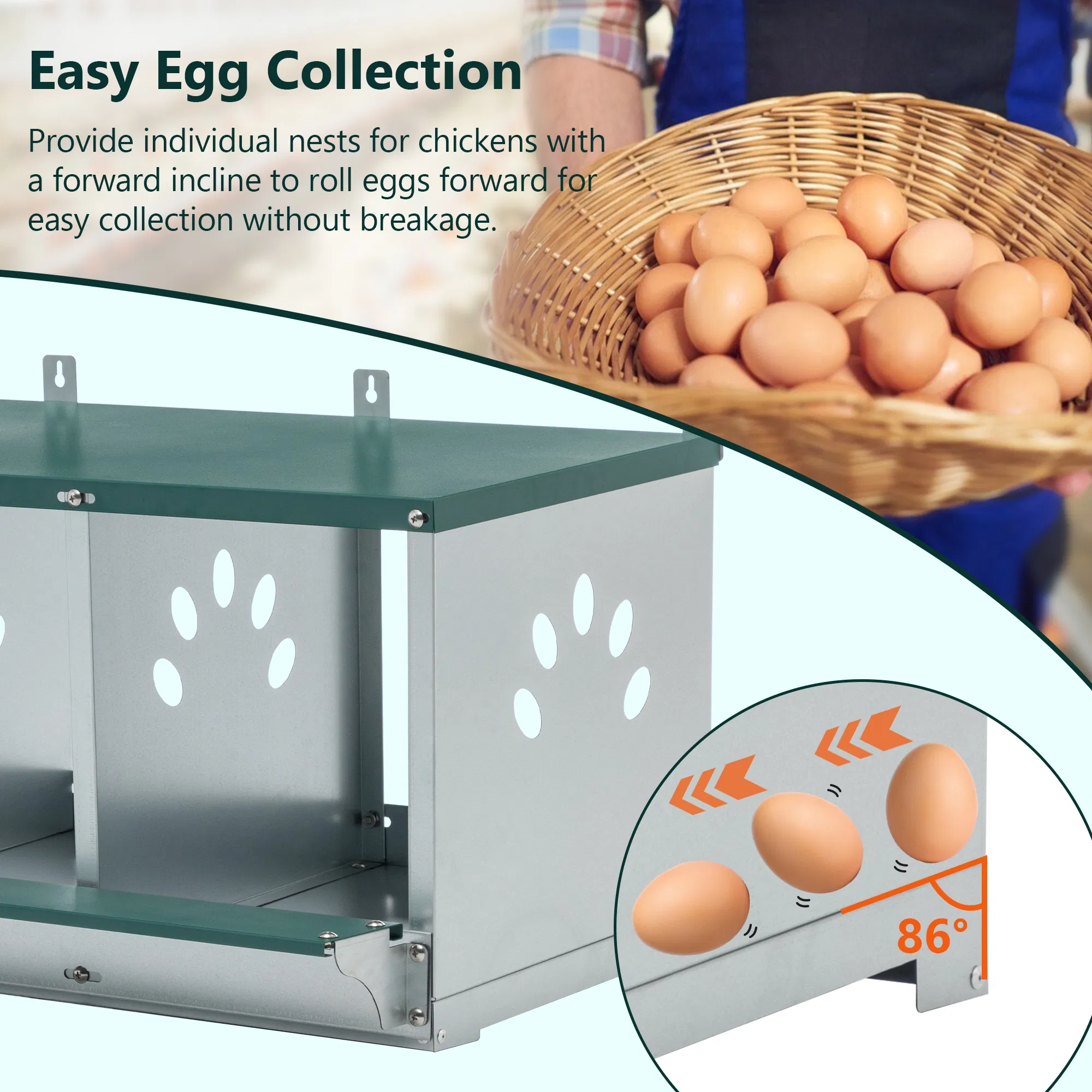 3 Room Metal Chicken Nesting Boxes 3 Compartment Egg Coop photo 5