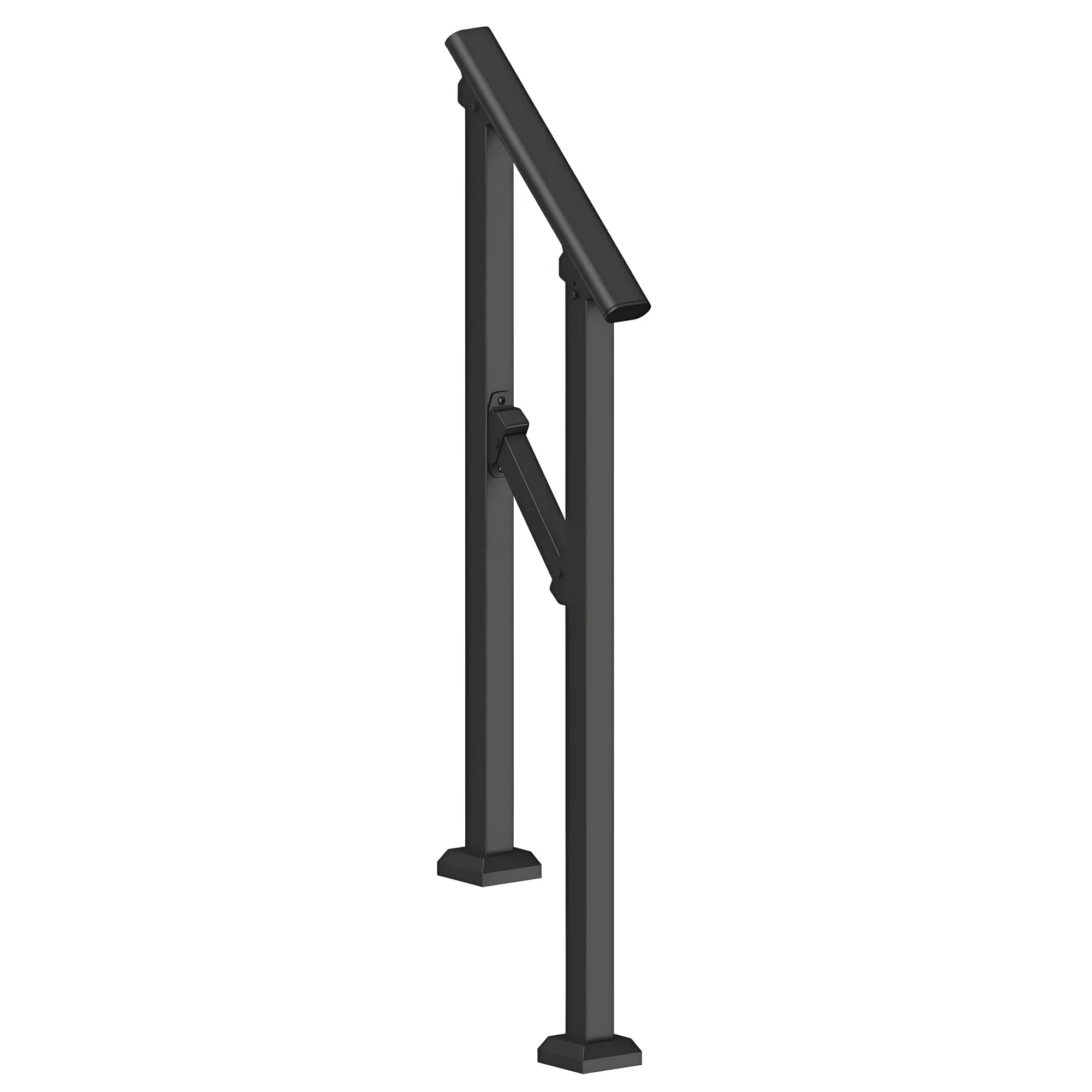 1-2 Step Stair Handrail Kit for Outdoor Steps, Black Square Tube Design, Stair Rails for Seniors, Concrete Steps, Porch & Deck photo 4