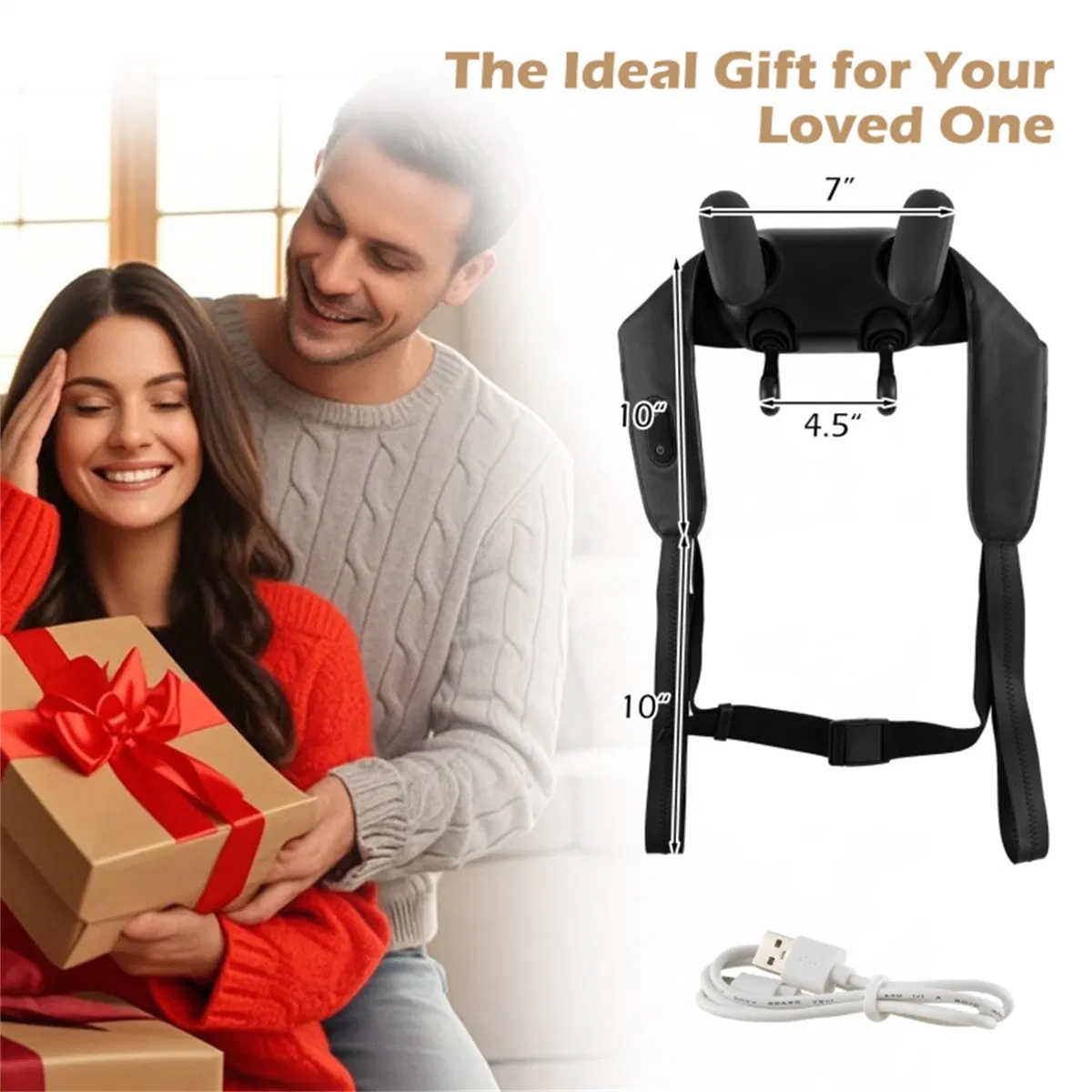 Neck Shoulder Massager - 4D Deep Tissue Kneading, 2 Modes & 2-Level Heat (104-113°F), Hands-Free Straps for Home/Office/Travel photo 7