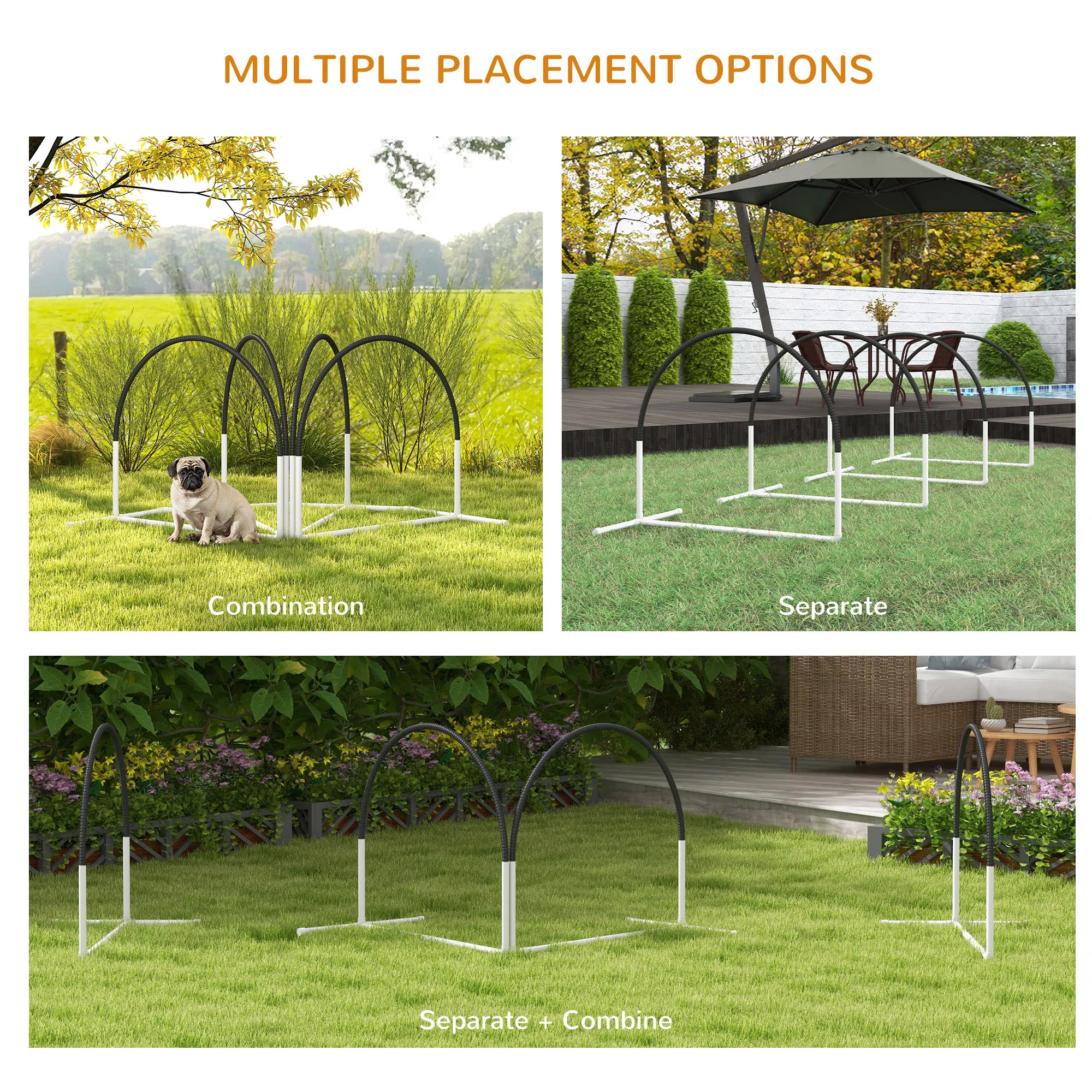 Dog Agility Kit Pet Obstacle Course Training Equipment Outdoor with Weave Poles, Carry Bag, Black photo 2
