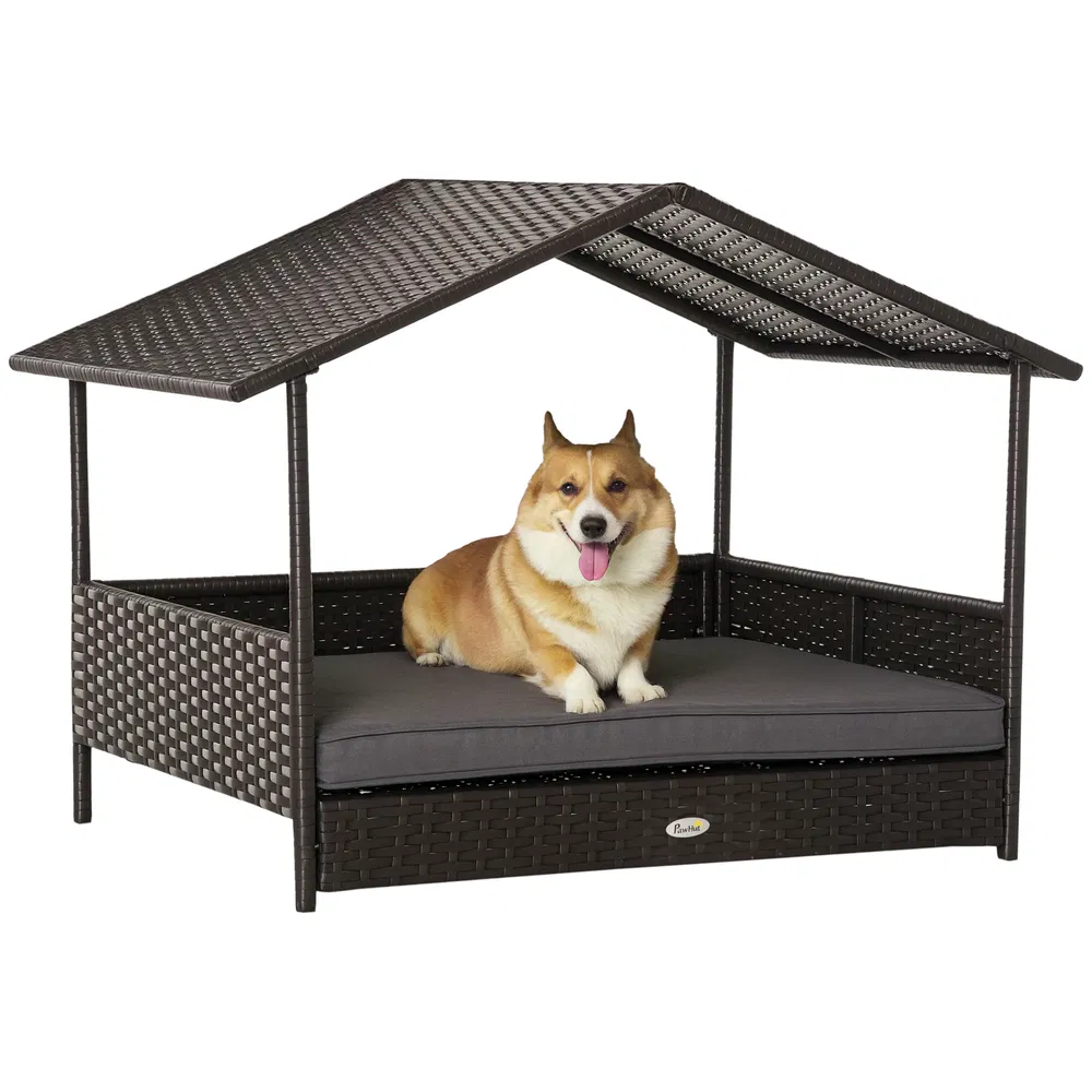 Wicker Pet House Dog Bed for Indoor/Outdoor Rattan Furniture with Cushion photo 7