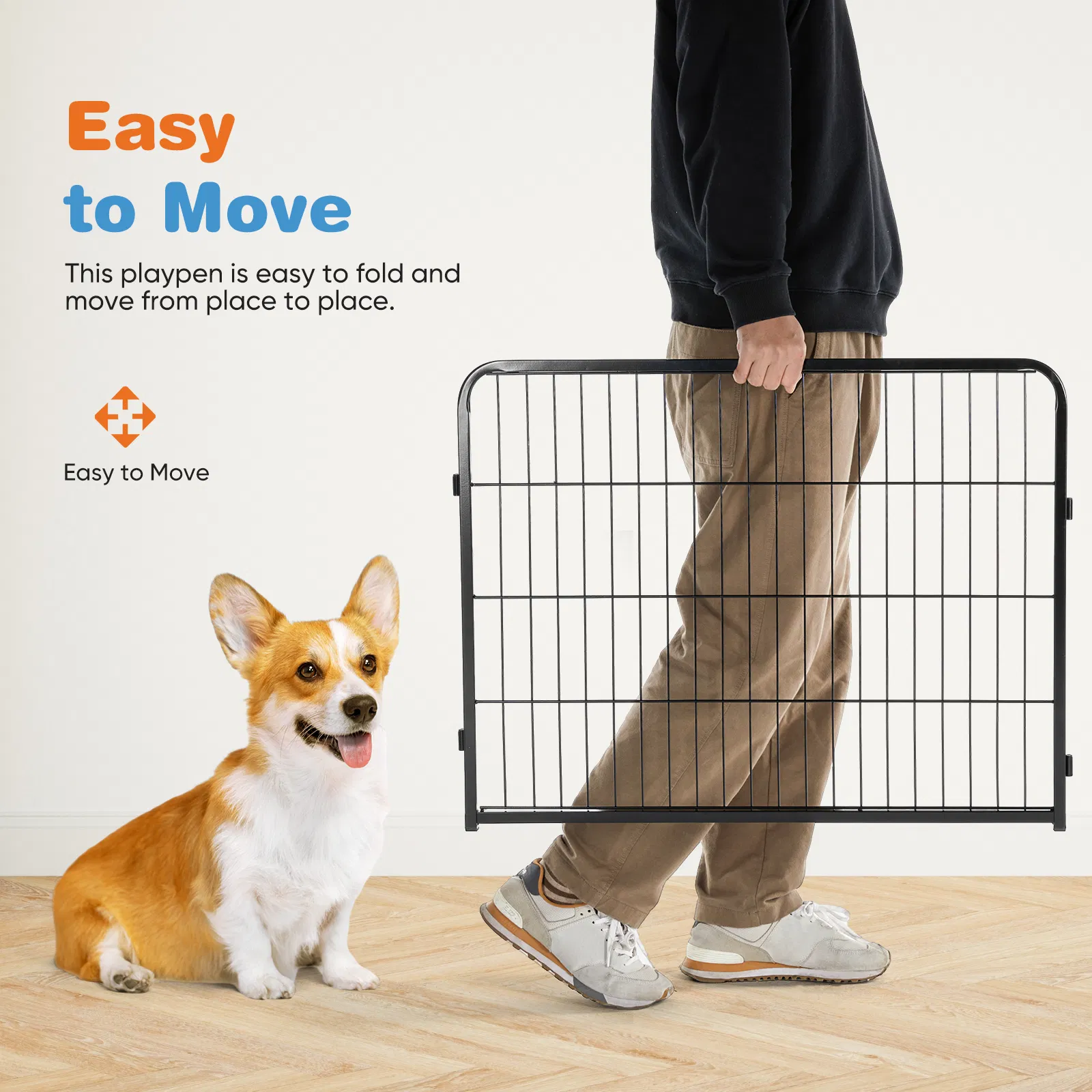 Dog Playpen Indoor Fence Height Metal Exercise Pen with Door Small Puppy/Medium/Large Dogs Animal Pet for Outdoor, Garden, Yard photo 5
