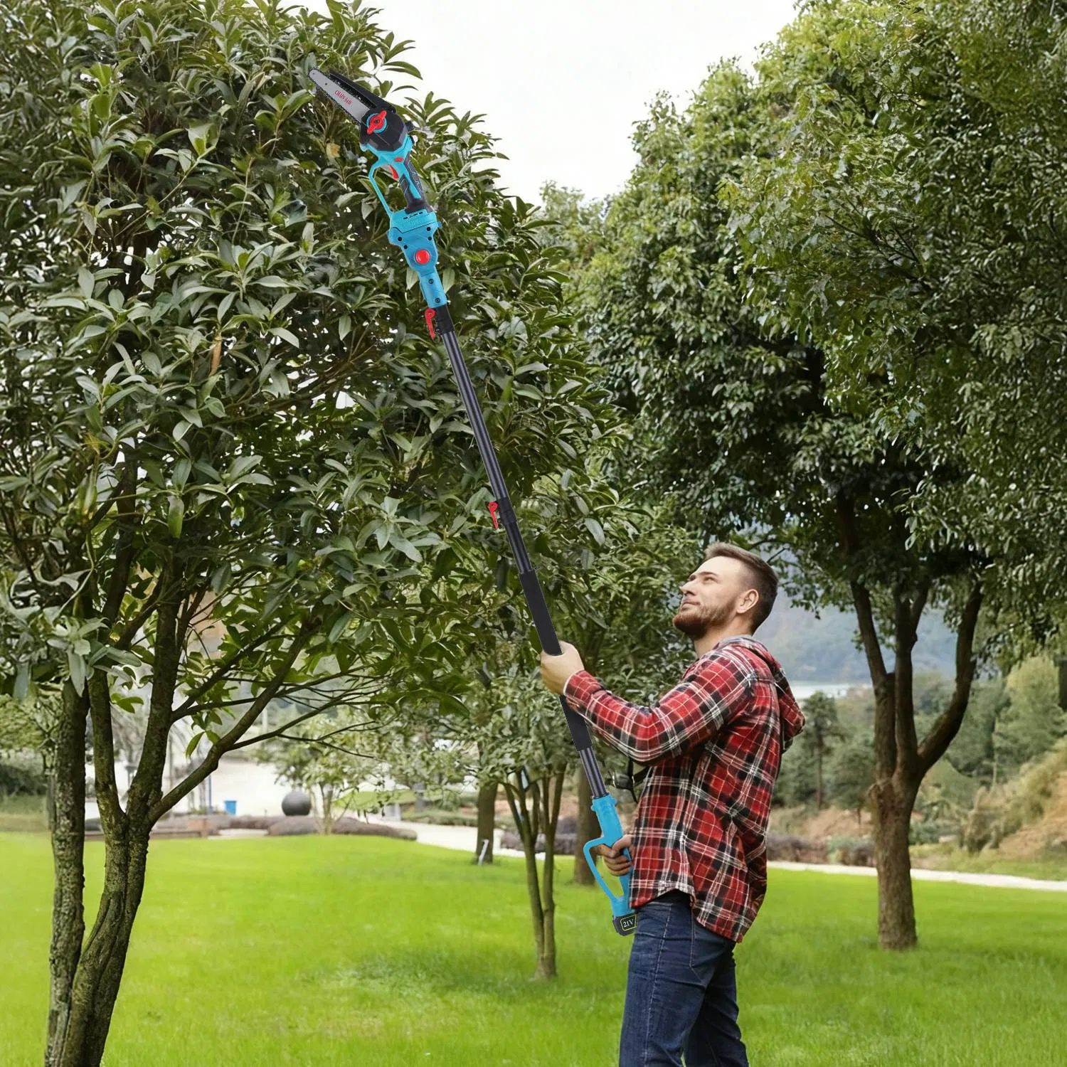 Extendable Cordless Pole Saw (5.3-7.4FT, Reach 13FT), 2-in-1 Handheld Chainsaw with ±90° Adjustable Head, Brushless Motor for High Tree Limbs Trimming photo 8