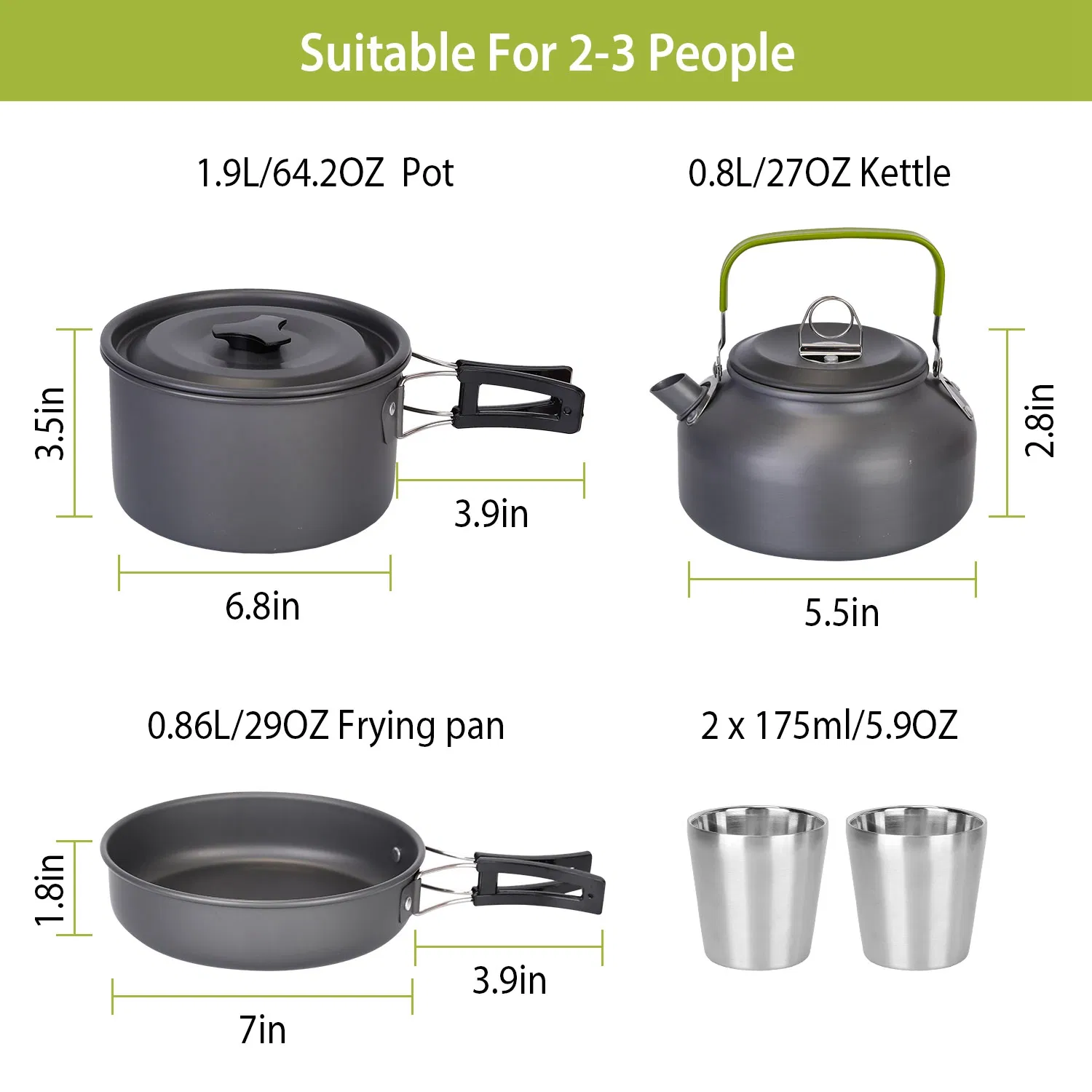 12Pcs Camping Cookware Set Camping Stove Aluminum Pot Pans Kit for Hiking Picnic Outdoor with Cup Fork Spoon Knife photo 7