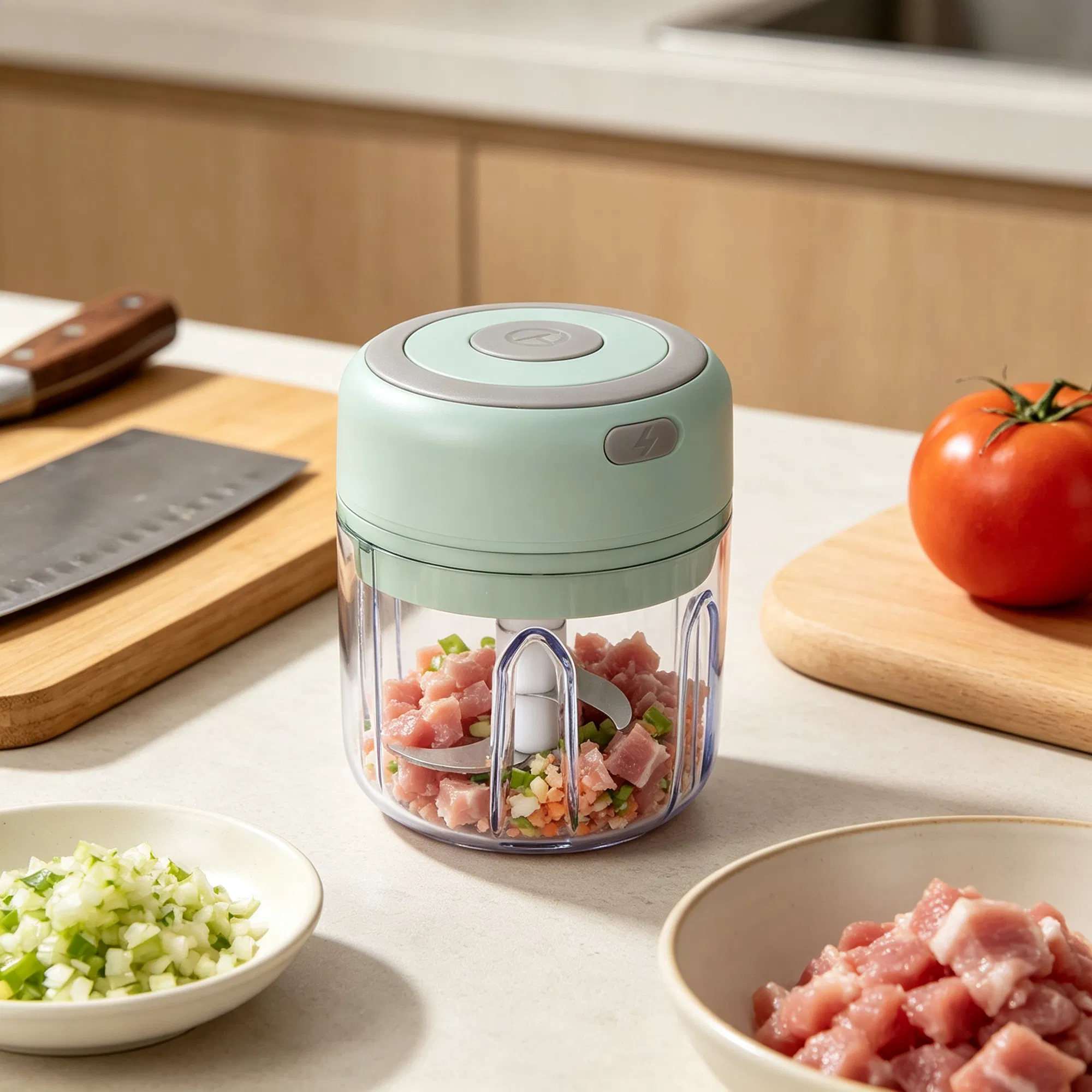Portable Mini Electric Garlic Chopper, Rechargeable Small Food Processor with 304 Stainless Steel Blade, Detachable Design for Chopping Vegetable, Meat & Seasonings photo 5