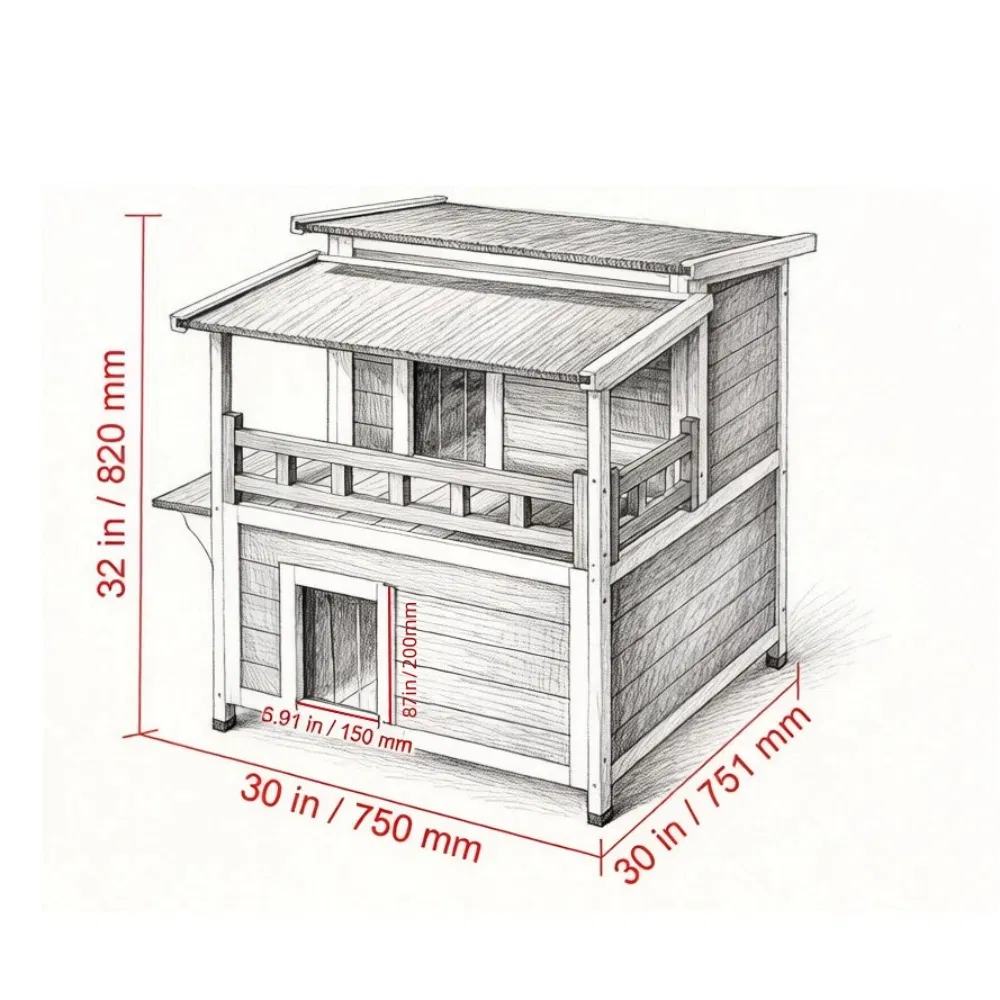 Wooden Cat House with Easy to Clean and Waterproof Protection for Outdoor photo 3