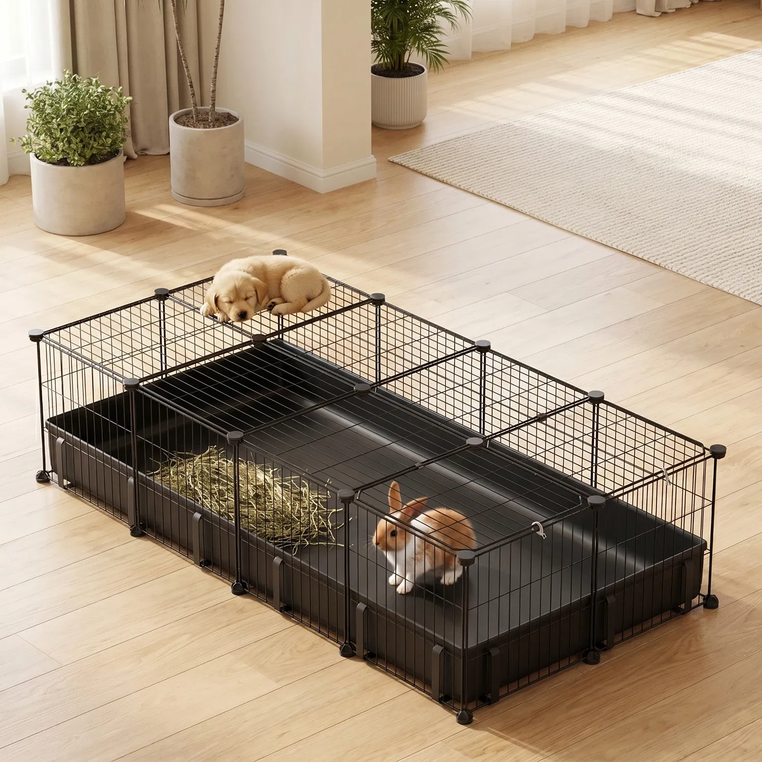 DIY Assemble Metal Small Pet Play Enclosure Multiple Layout Options,Small Animal Playpen DIY Metal Pet Enclosure with 20 Panels Waterproof Floor Mat for Hedgehogs Chickens Ducklings Rabbits photo 2