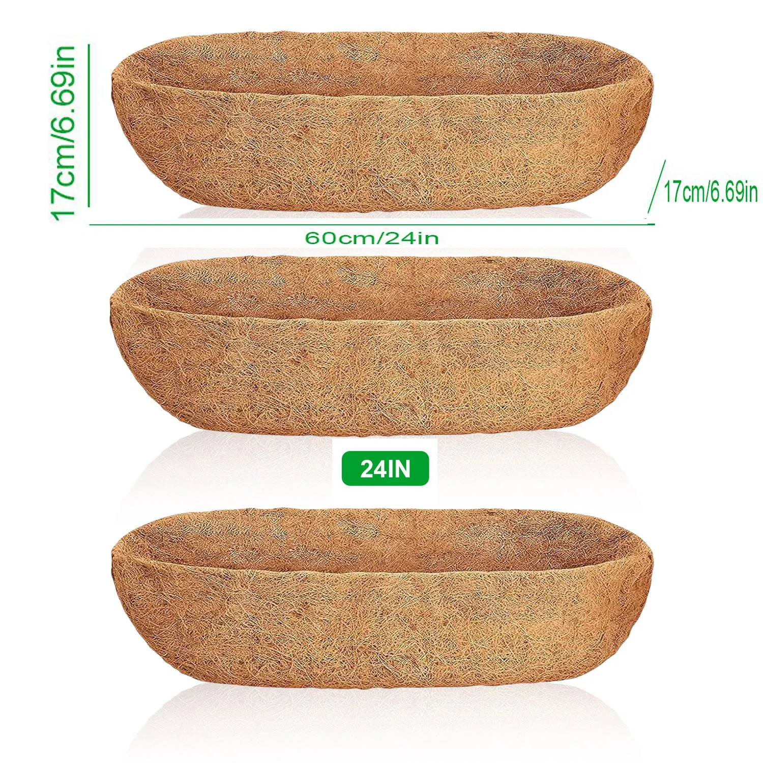 Coconut Fiber Window Box Liners, 24/30/36 Inch Trough Coco Liners for Wire Window Baskets, Woven Coir Planter Add for Balcony, Garden, Indoor & Outdoor Planting photo 5