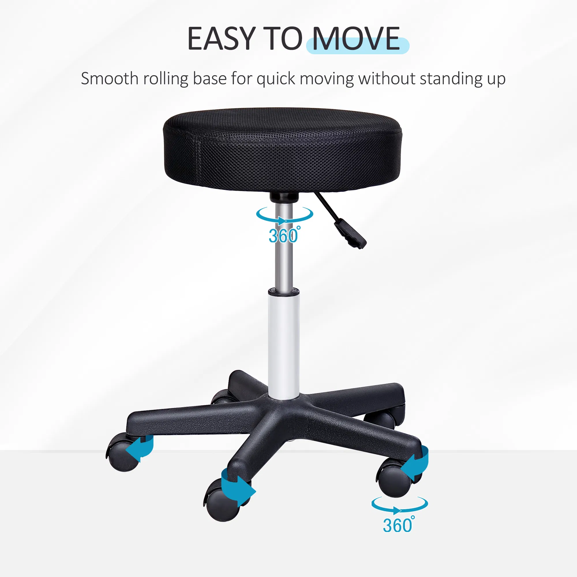 Salon Spa Stool Adjustable Height Rolling Chair Multi Color Comfort Double Nets Cloth Sponge photo 3