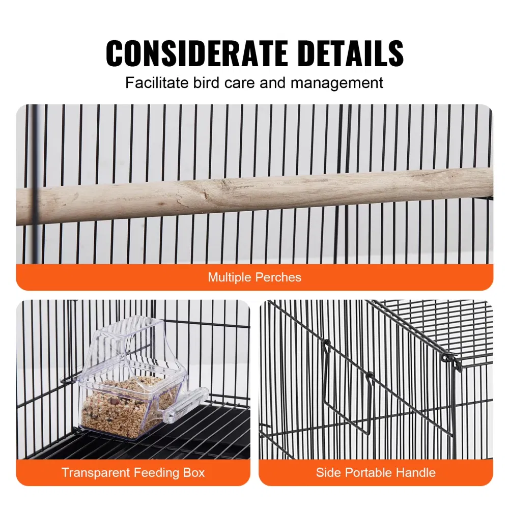 30" Bird Enclosure, Durable Metal Cage for Small Parrots, Budgies, Lovebirds, and Canaries, Includes Mobile Stand and Tray (Shipment from Walmart) photo 6