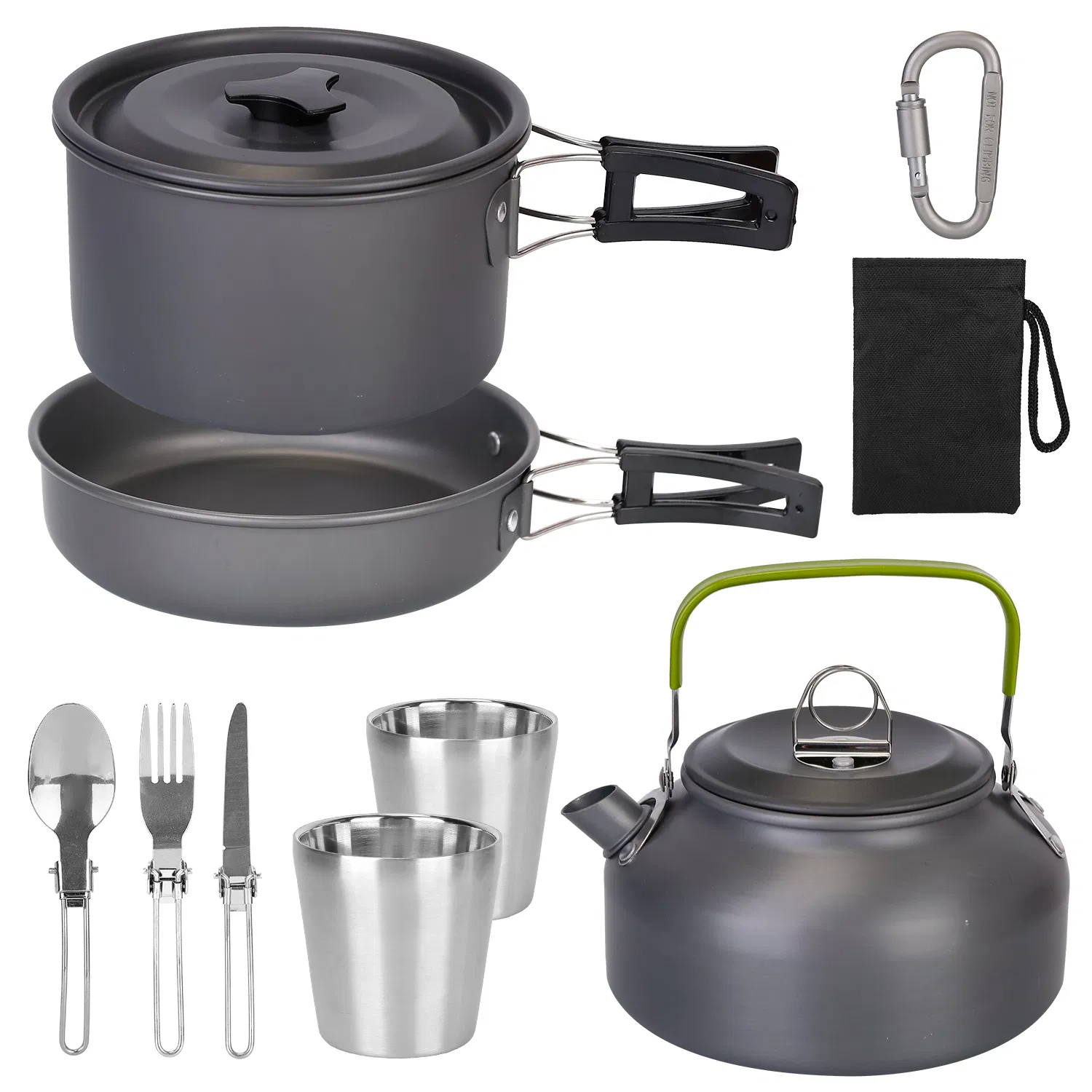 12Pcs Camping Cookware Set Camping Stove Aluminum Pot Pans Kit for Hiking Picnic Outdoor with Cup Fork Spoon Knife photo 6