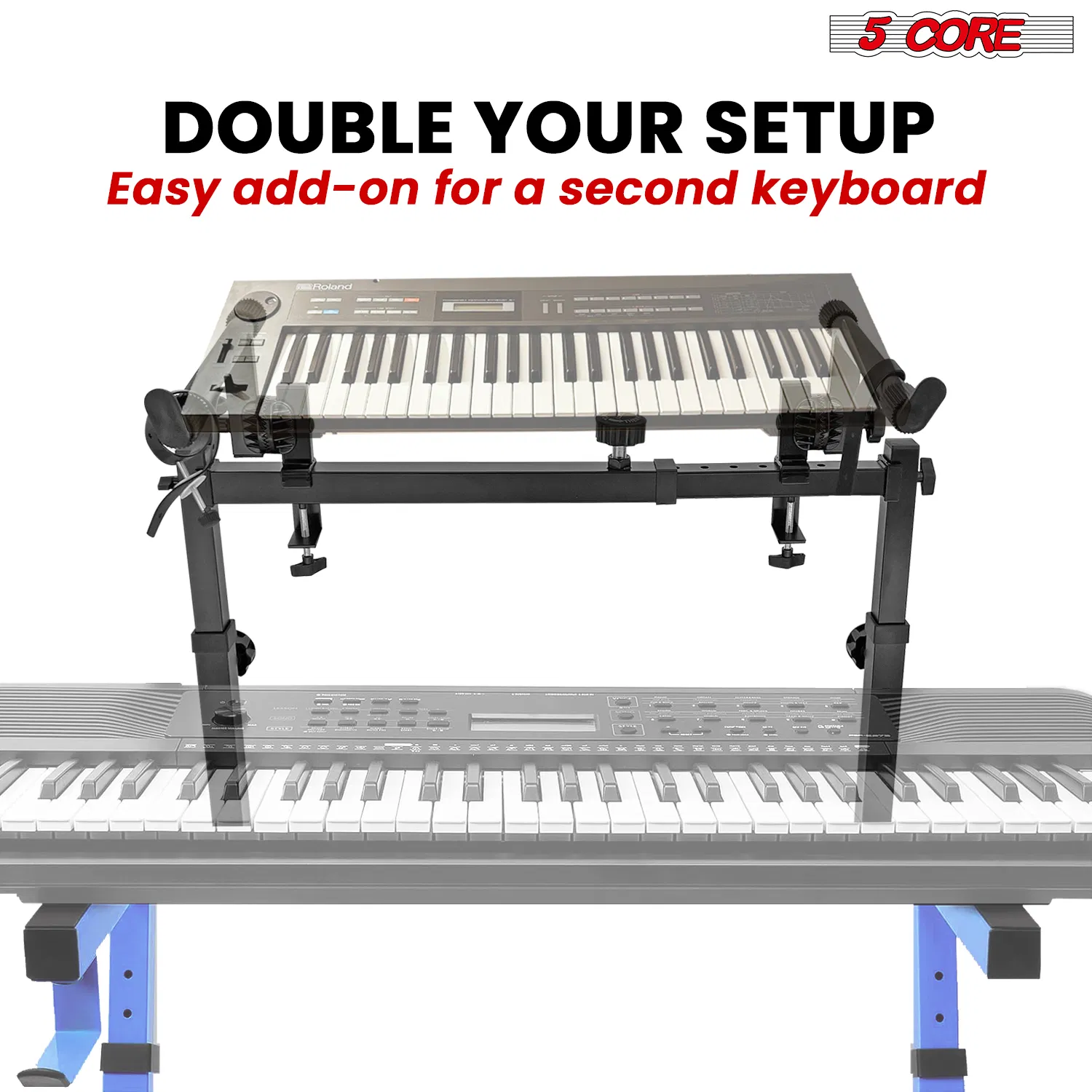 5 Core 2 tier Keyboard Stand Extension Adapter Adjustable Width 2nd Tier X-Style Piano Stands Attachment for 54 - 88 Key Music Keyboards, Z Style & Double Stand Extender photo 7
