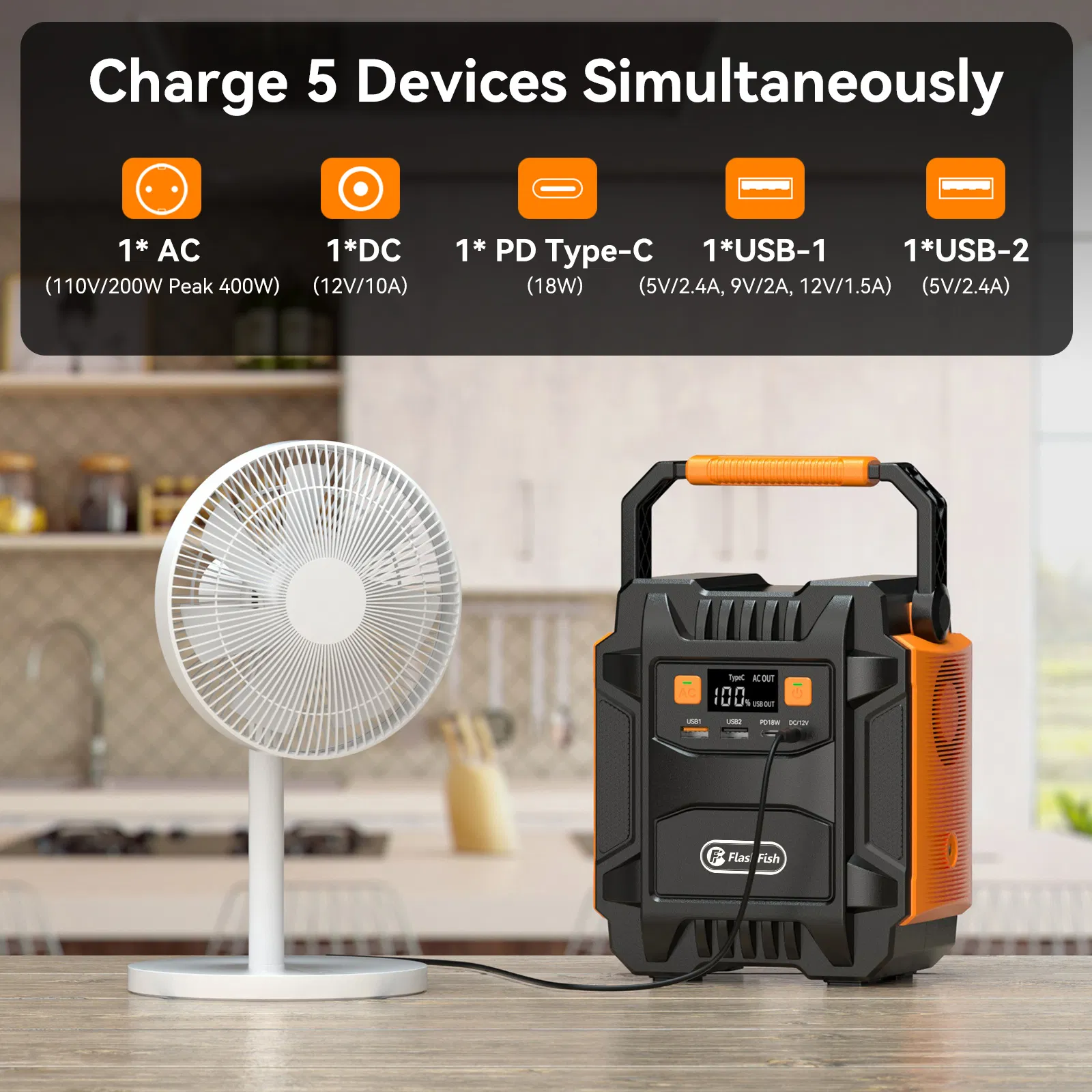 200W (Peak 400W) Portable Power Station,Power Backup Lithium Battery 172.8Wh Power Supply withAC Outlet DC Port USB QC3.0 Solar Portable Generator for Gift Home Outdoor Camping | Emergency photo 8