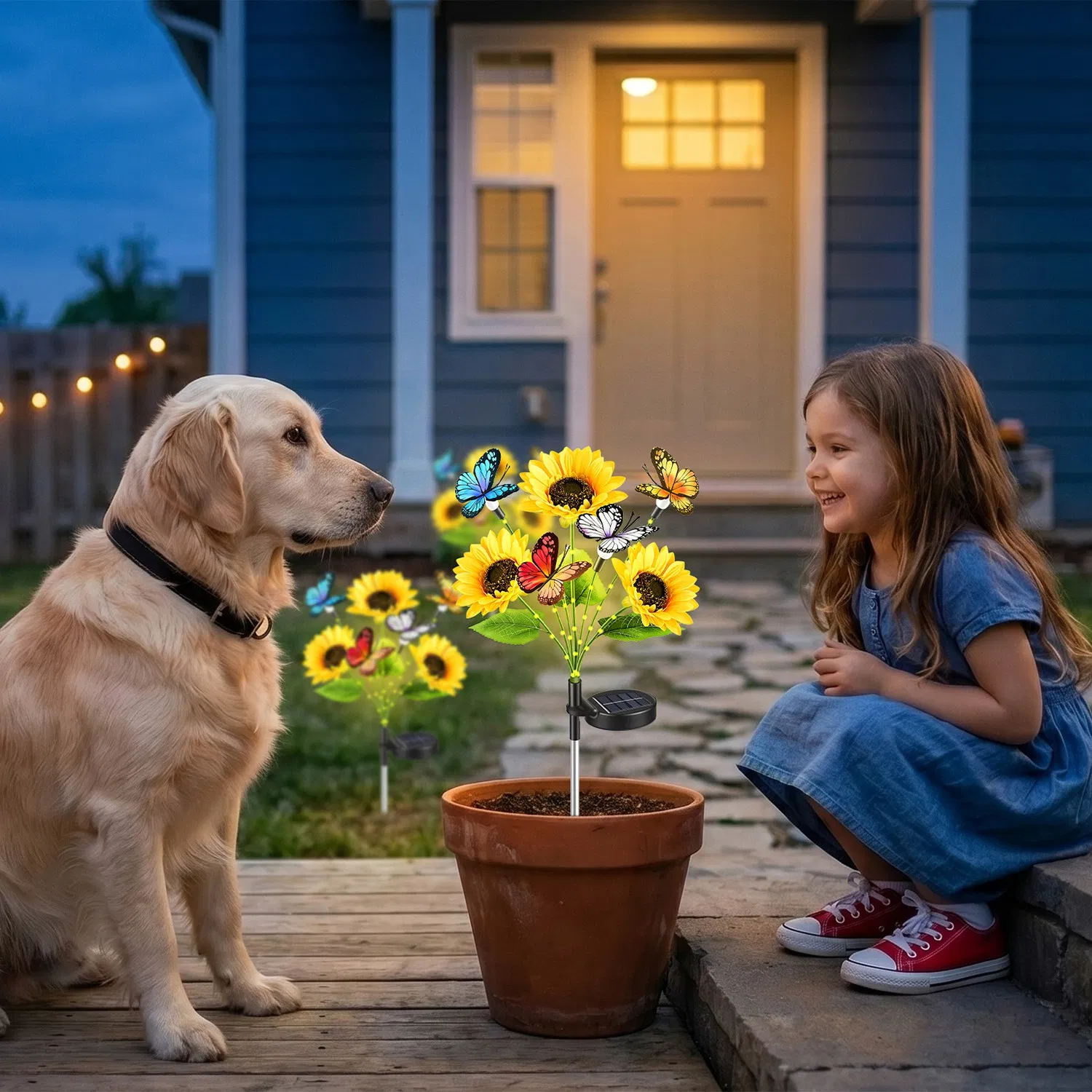 Decorative Solar Sunflower Garden Lights,4 Pack Decorative Butterfly Accent, 2 Lighting Modes, IP44 Waterproof Solar Powered Lights for Outdoor Garden, Lawn, Patio & Flower Bed photo 6