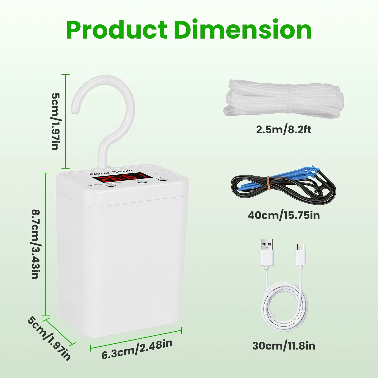 Programmable Automatic Drip Irrigation System for Potted Plants, 0-600s Watering Time 1-12H/0-9Day Interval Type-C Rechargeable Cordless Plant Waterer with LCD Display photo 8
