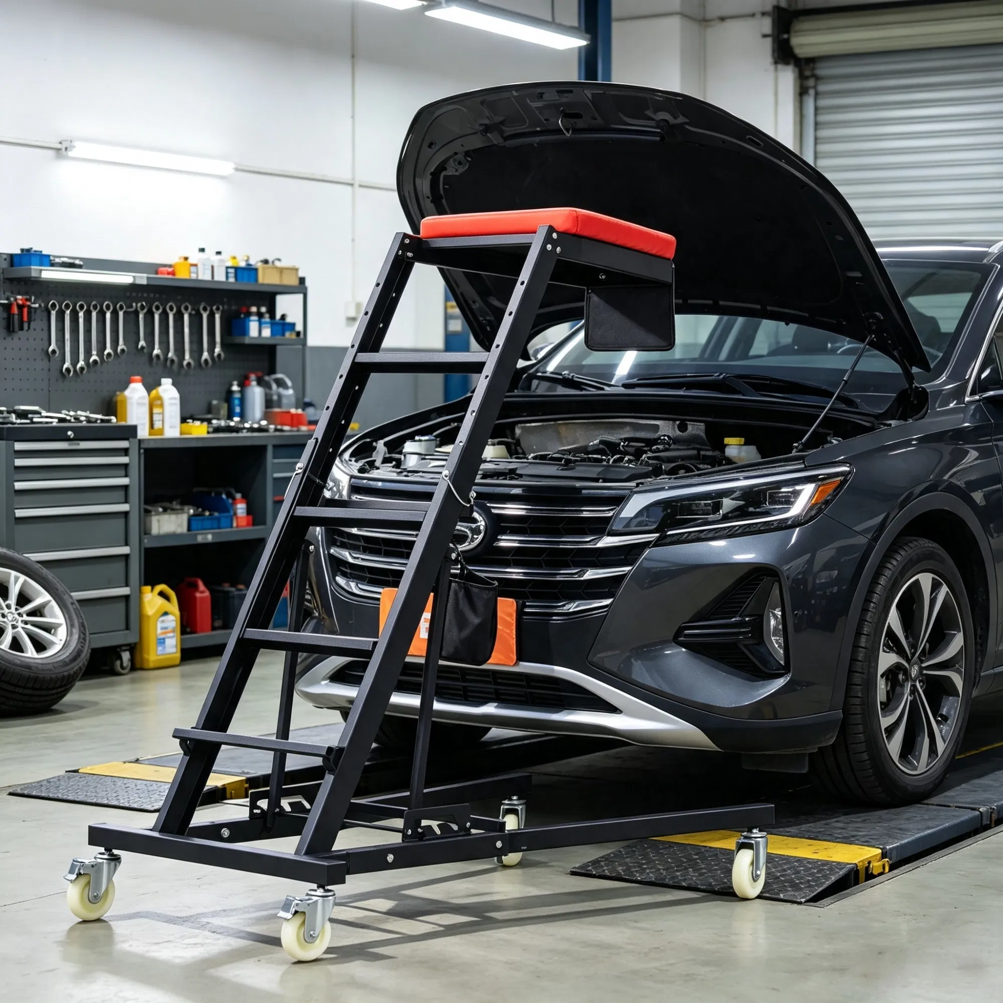 Automotive Topside Creeper (42.5"-64.8"), 400 LBS High Top Engine Creeper with Padded Deck & 4 Swivel Wheels photo 2