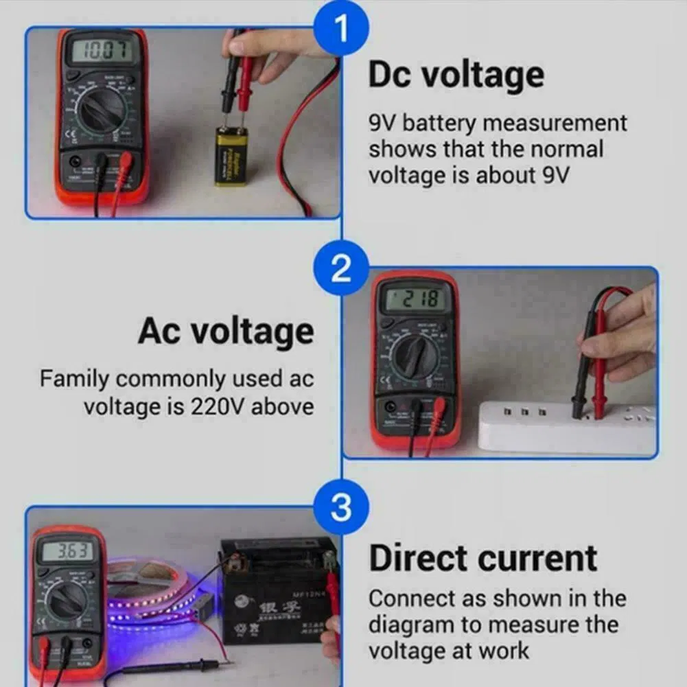 Digital Multimeter AC DC Voltmeter Ammeter Ohmmeter Volt Tester Meter XL830L USA photo 6