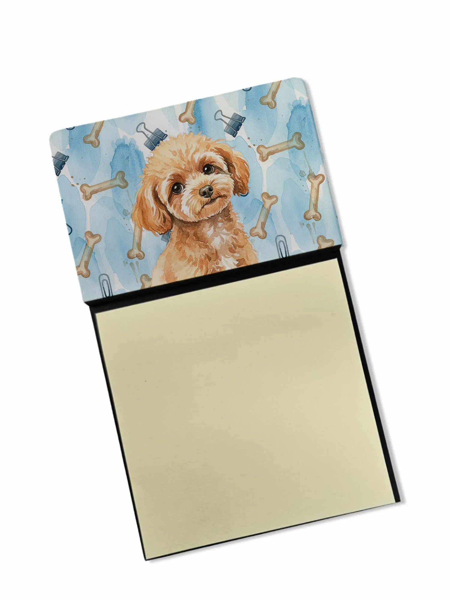 Toy Apricot Poodle Coworker Watercolor Sticky Note Holder Refillable Dispenser Desk Accessory 3x3 Pad Gift photo 1