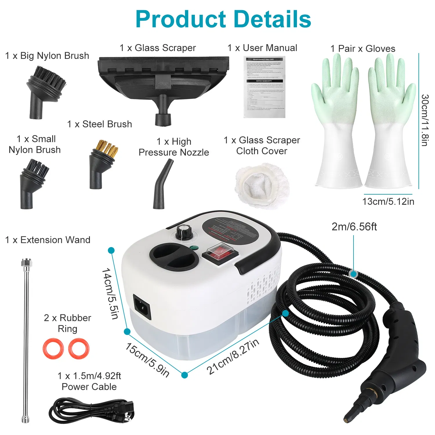 2500W Handheld Steamer Cleaner Multifunctional Little Steamer Powerful High Temp Steam Clean Machine for Cleaning Car Detailing Couch Floor Tile Microwave Mattress Bed Bugs Windows photo 2