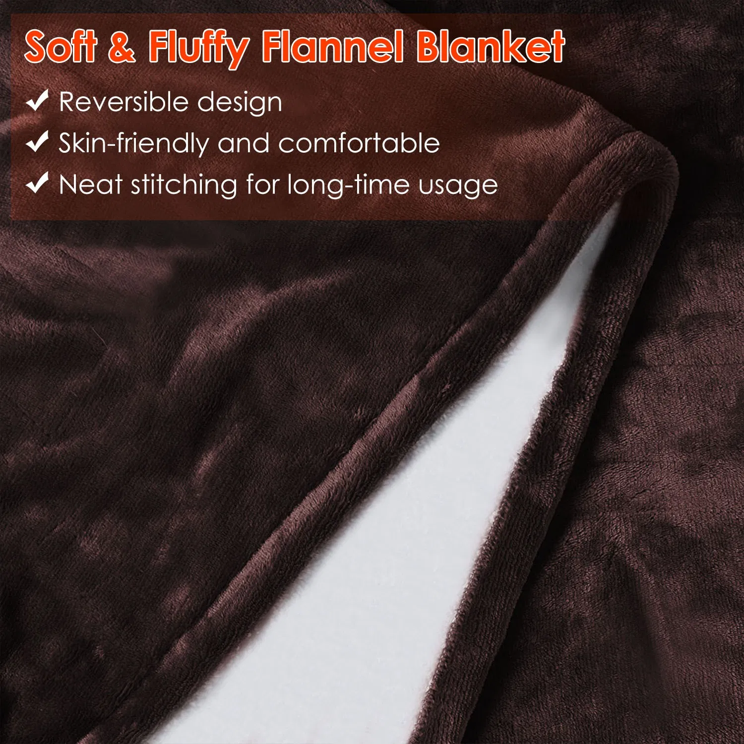 Electric Heated Flannel Throw Heated Blanket with 6 Heat Settings 1-8 Hours Auto off Washable for Home Office Usage 59x50in photo 4
