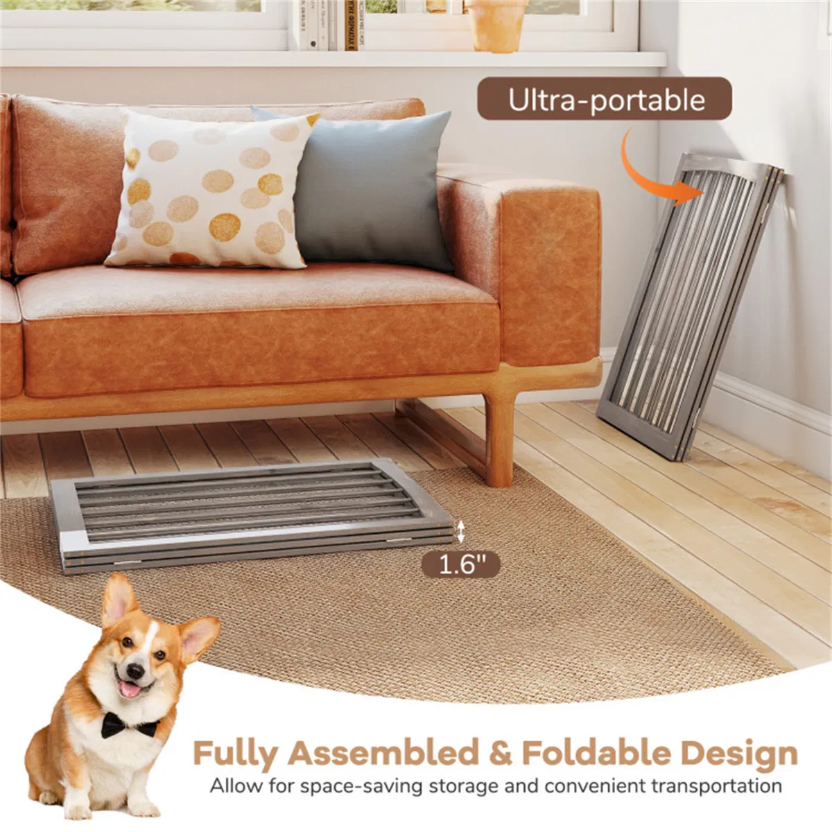 63" x 30" Gray Wooden Pet Fence photo 7