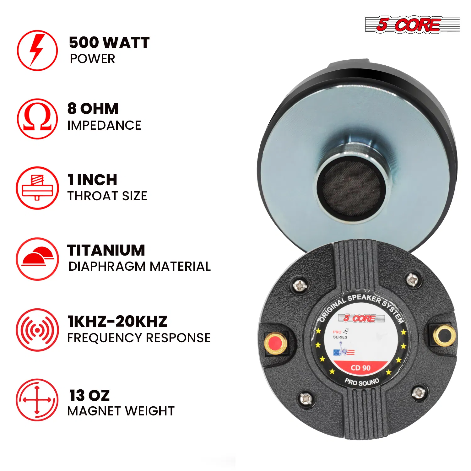 5 Core Compression Driver 1/1.3/1.75/2 Inch 8Ohm Titanium PA Horn Tweeter photo 4