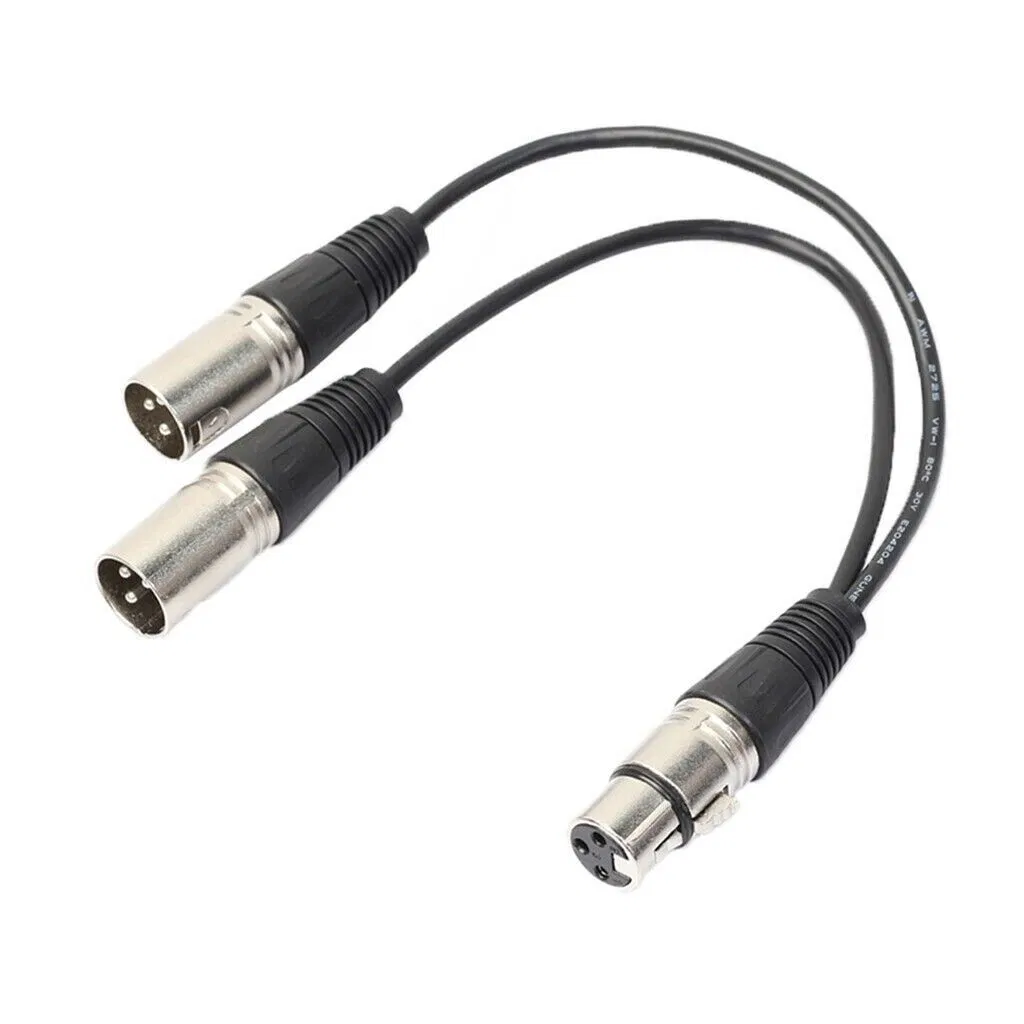 3Pin XLR Female Jack To Dual 2 Male Plug Y Splitter Cable Adapter Microphone USA photo 5