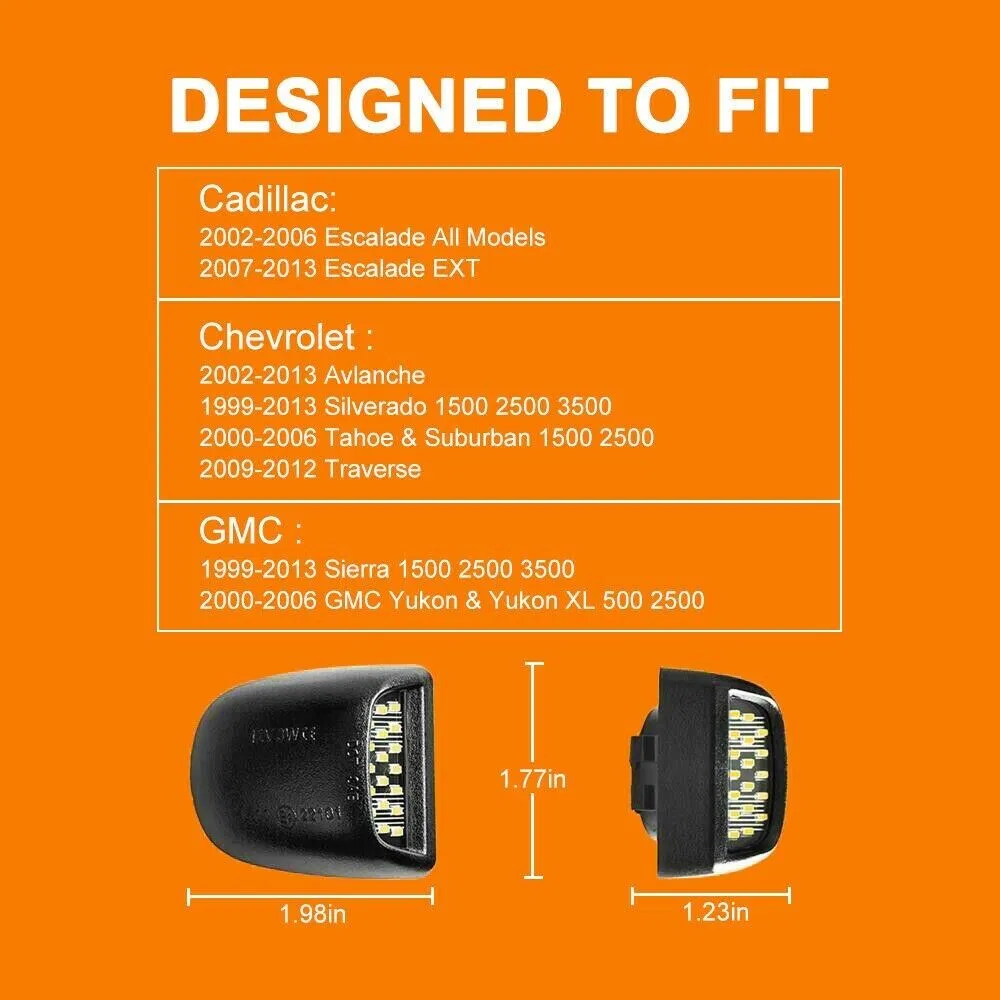 For Chevy Silverado Avalanche 1999-2013 BRIGHT SMD LED License Plate Lights Lamp photo 5
