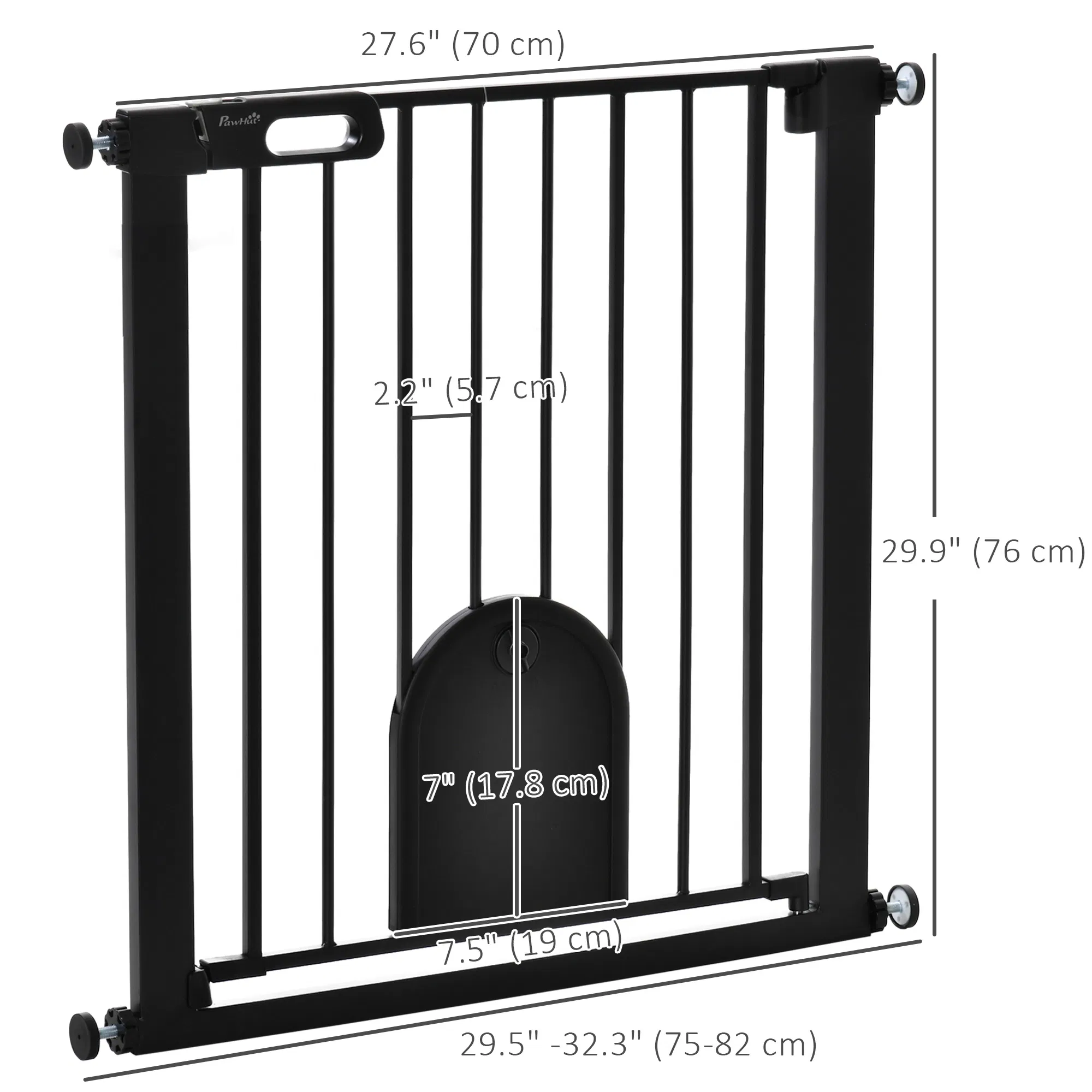 30"-32" Extra Wide Pet Gate Barrier with Small Door, 30"H Dog Gate with Safety Gate Barrier, Stair Pressure Fit, Black photo 2