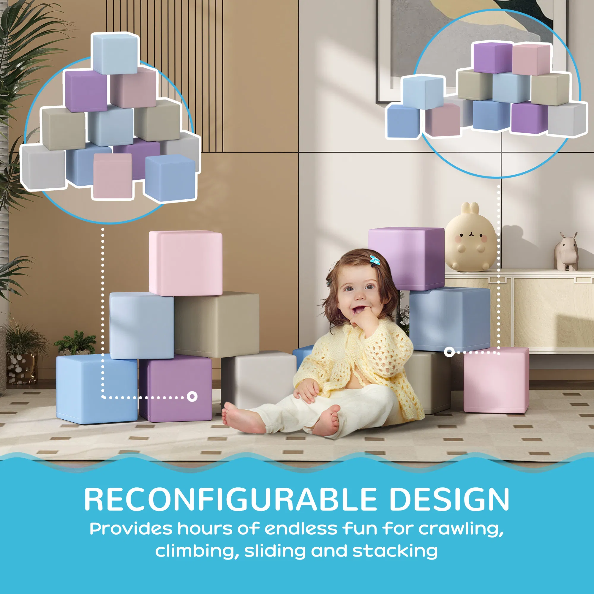 12 Piece Soft Play Blocks Soft Foam Toy Building And Stacking Blocks - Multicolours photo 4
