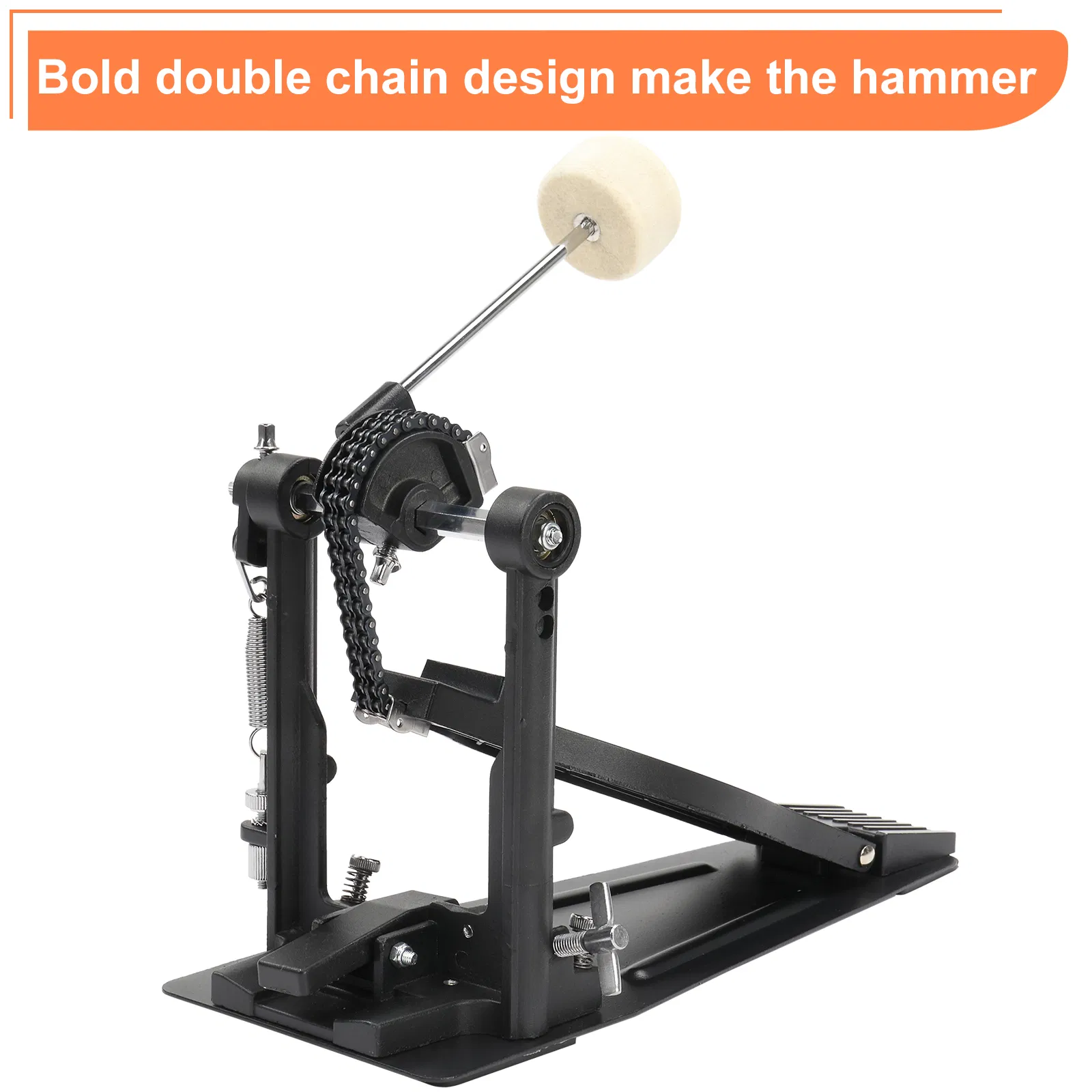 Wool Felt Hammer Double Drum Pedal Professional Double Bass Drum Pedal Black photo 6