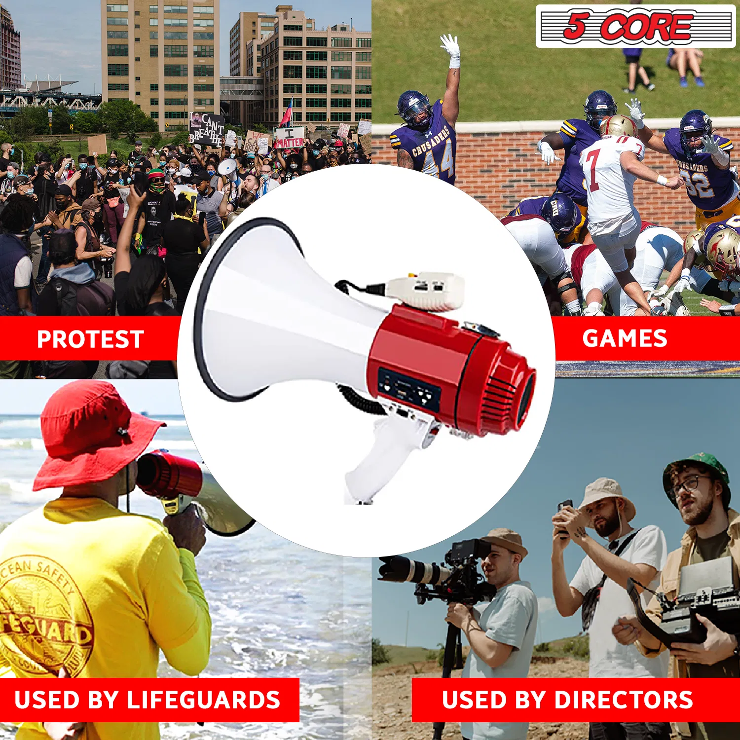 5 Core Megaphone 60W Bull Horn Professional PA Speaker w 1200 Yards Range Loud Siren Voice Amp photo 6