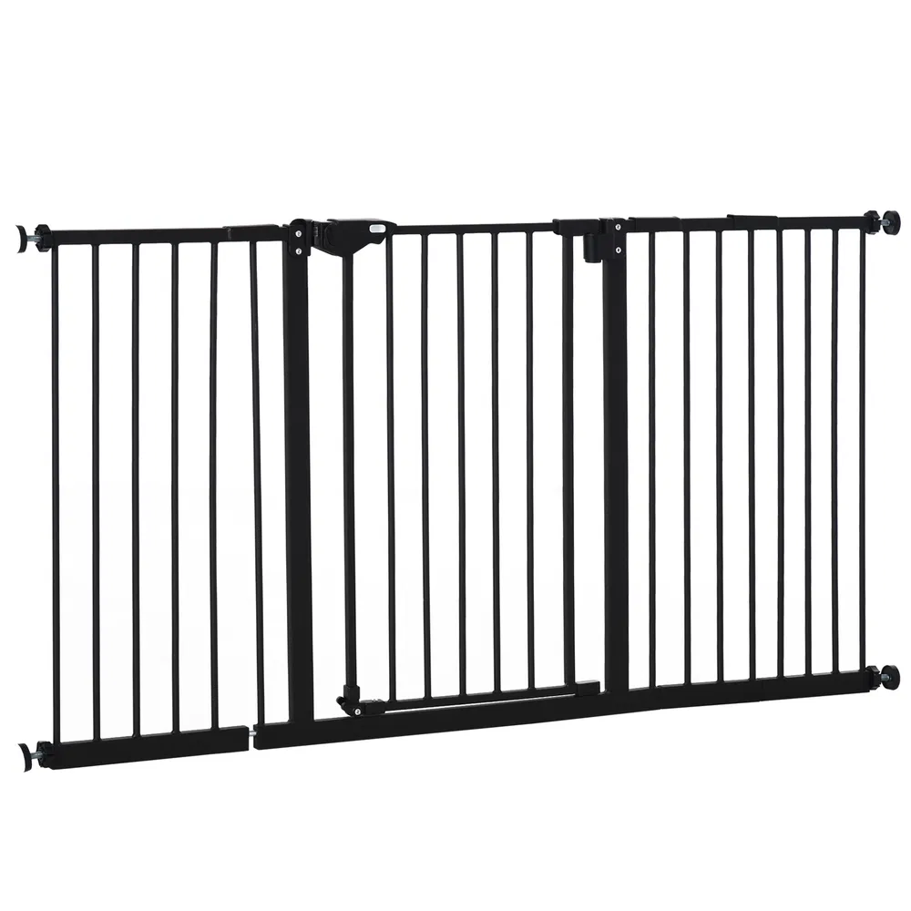 Pet Gate with Door Dog Gate and Barrier Indoor for Stairs Includes 7", 8", 12" Extensions Kit, 30 Inch Tall Pressure-Mounted Safety Gate, Black photo 7