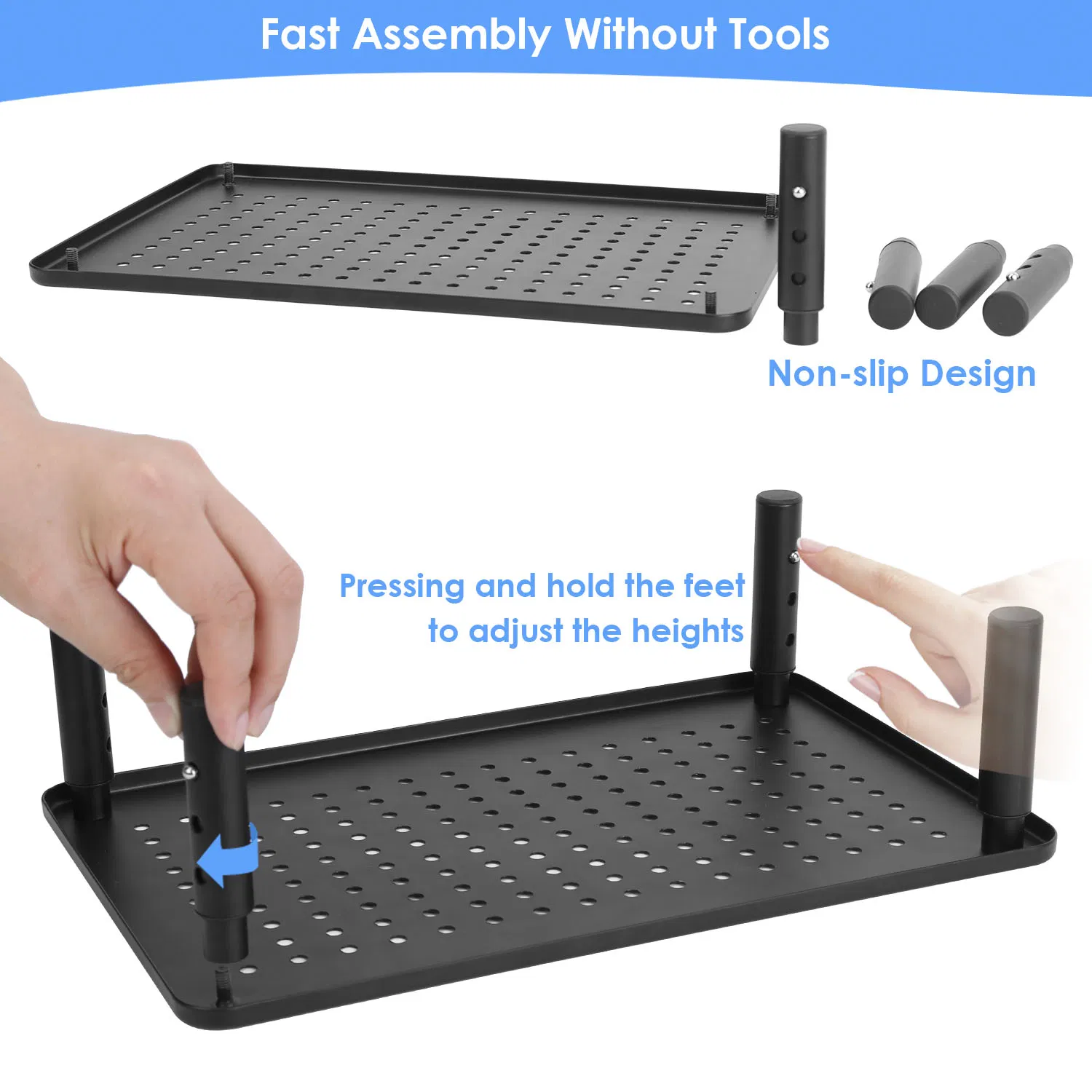 3-Level Adjustable Computer Monitor Stand, Metal Mesh Ventilated Riser, 44 Lbs Max Load, Easy Assembly for Home Office Desktop Use photo 5