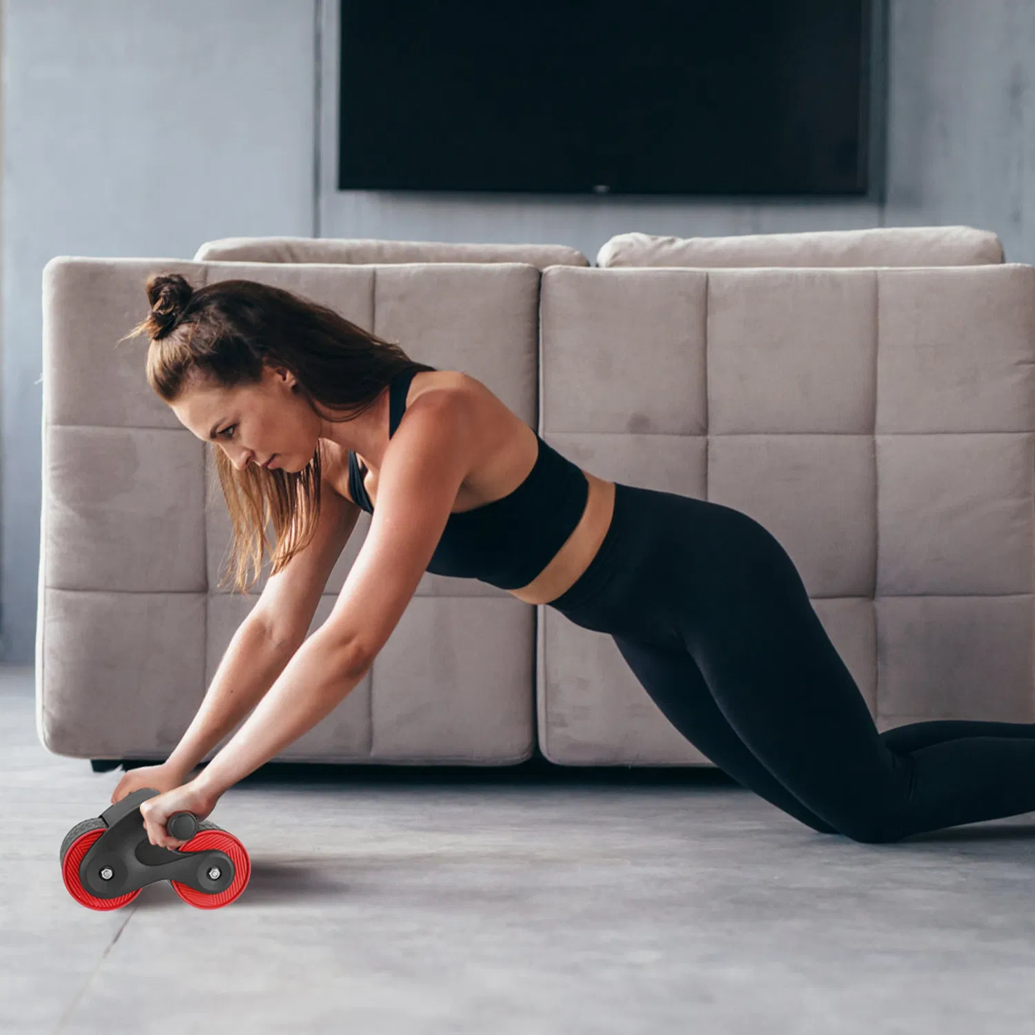 Automatic Rebound Abdominal Wheel Anti-slip AB Roller Wheel with Kneel Pad Phone Holder Home Gym Abdominal Exerciser for Men Women photo 4