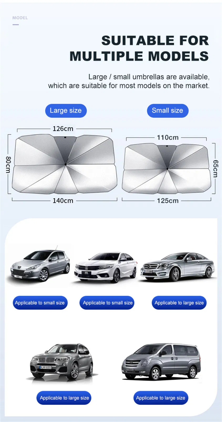 51" Car Windshield Sun Shade Foldable Umbrella Front Window Cover Visor Umbrella photo 3