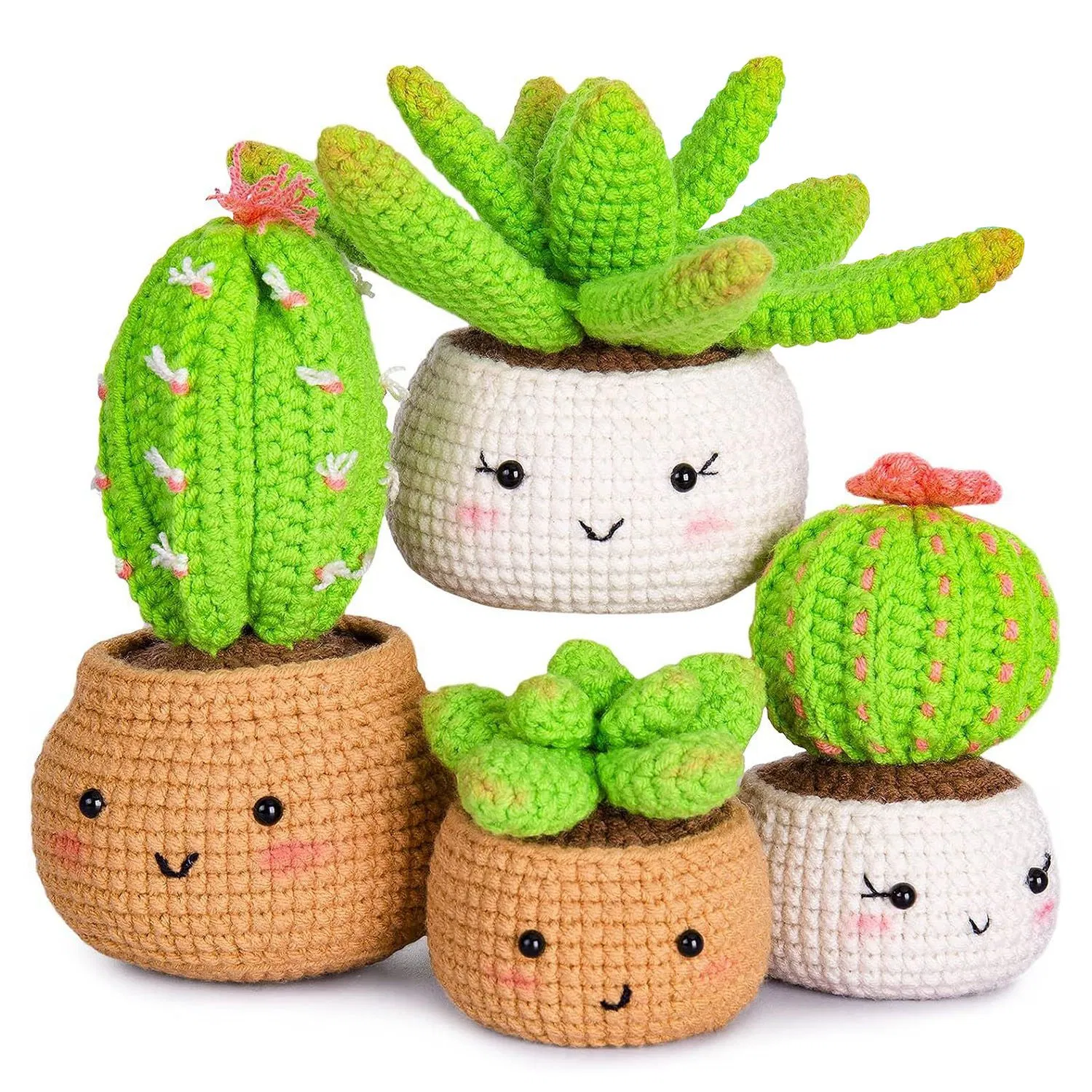 Succulents Crochet Kit Crochet Kit For Beginners DIY Knitting Supplies for Kids Adults 4 Patterns photo 1