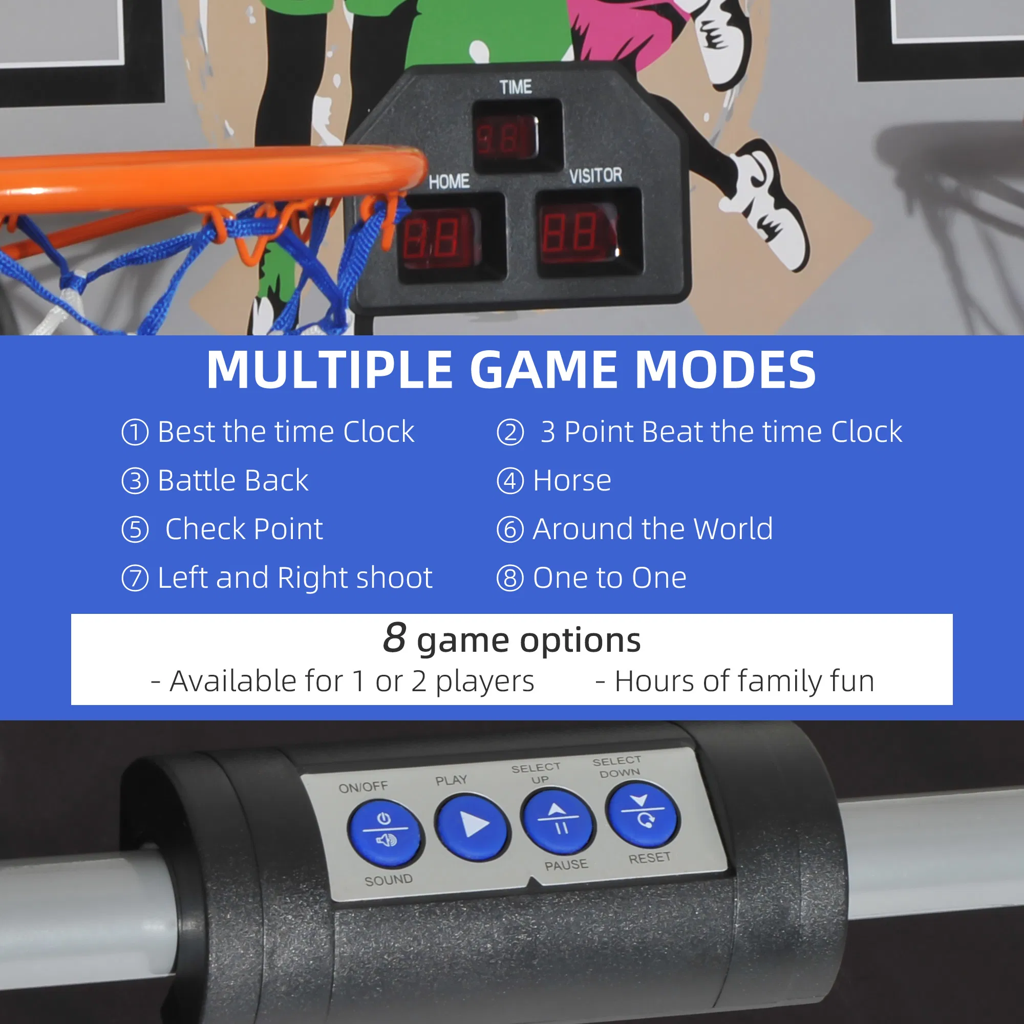 Double Shots Arcade Basketball System Foldable Two Player Basketball photo 6