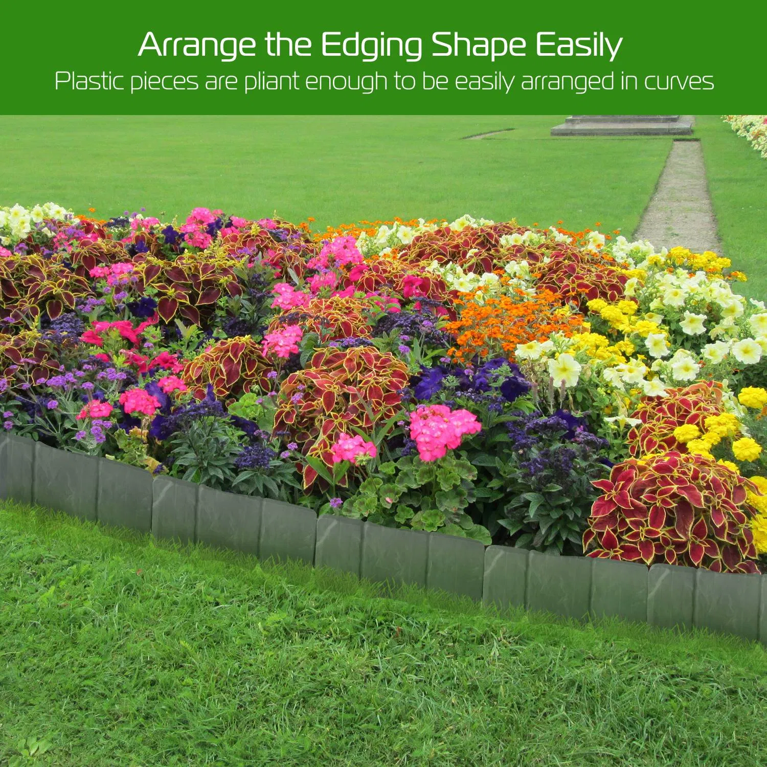 20 PCS Cobbled Stone Effect Plastic Garden Lawn Border Edging photo 2