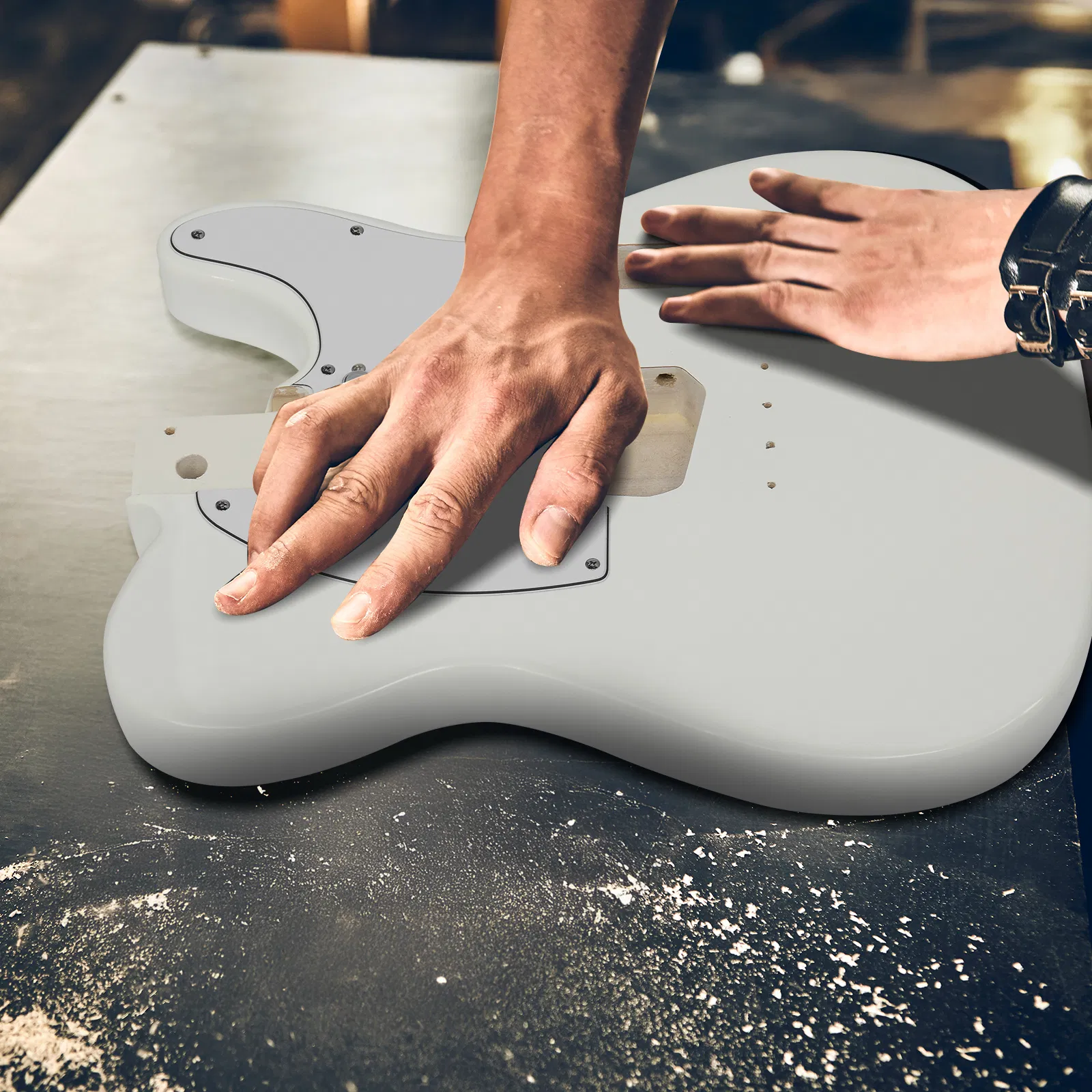 DIY 6 String TL Style Electric Guitar Kits with Mahogany Body, Maple Neck and Accessories White photo 4