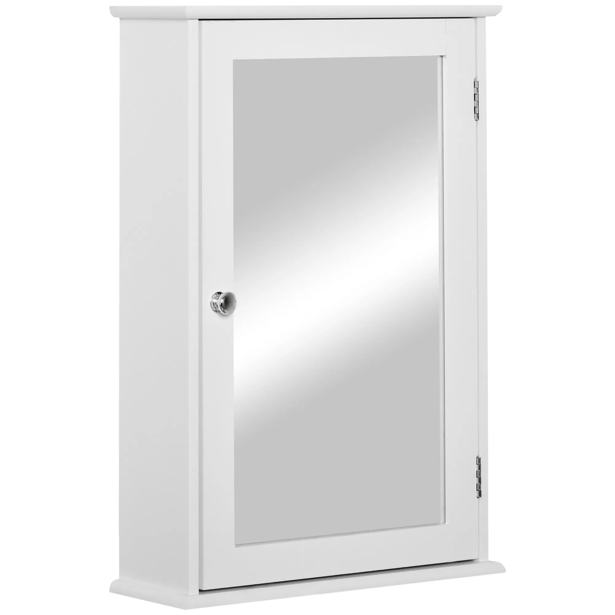 Bathroom Mirror Cabinet, Wall Mounted Medicine Cabinet with Door and Shelves, White photo 1