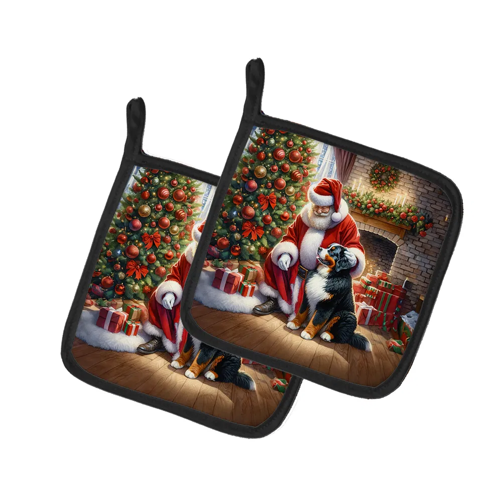 Bernese Mountain Dog and Santa Claus Pair of Pot Holders Kitchen Heat Resistant Pot Holders Sets Oven Hot Pads for Cooking Baking BBQ, 7 1/2 x 7 1/2 photo 8