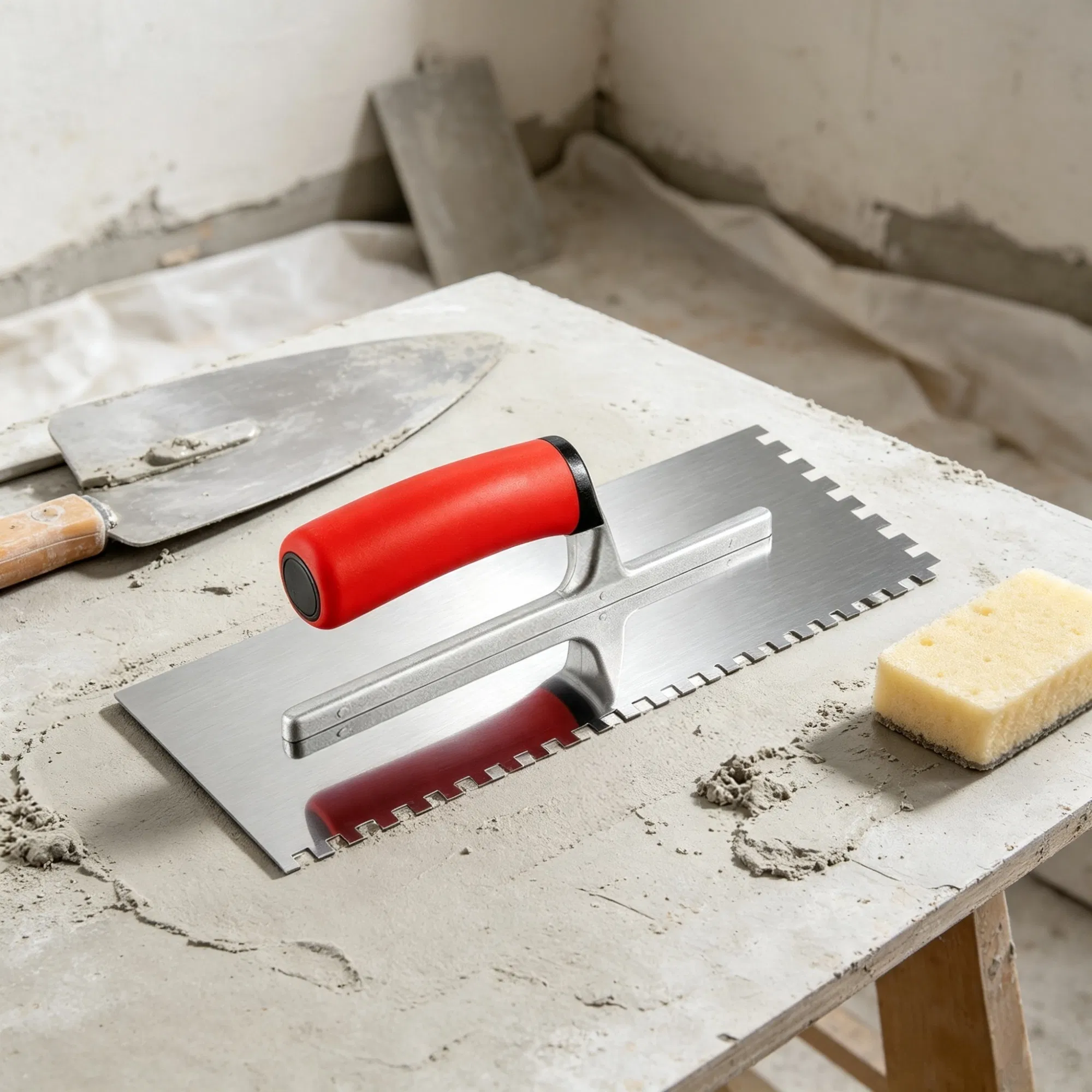 Stainless Steel Squared Notch Tile Trowel 10.9 x 4.4 in, Pro Grade Flooring Trowel with Ergonomic Rubber Grip for Apply Spread & Smooth photo 7