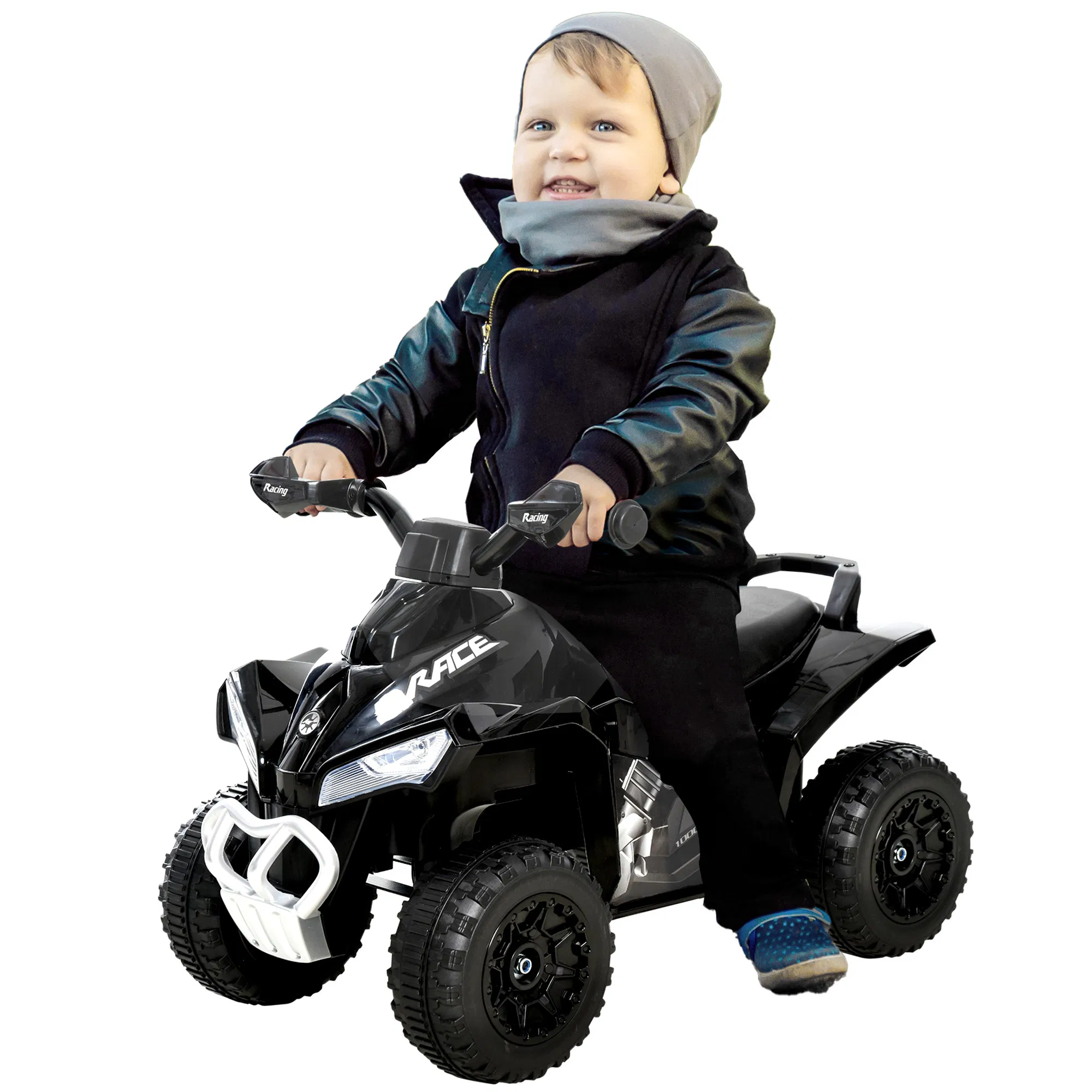 No Power 4 Wheels Ride on Toy for Kids, Foot To Floor Slider Toddler Ride-on Car with Music, Lightening, for 18-36 Months Black photo 1